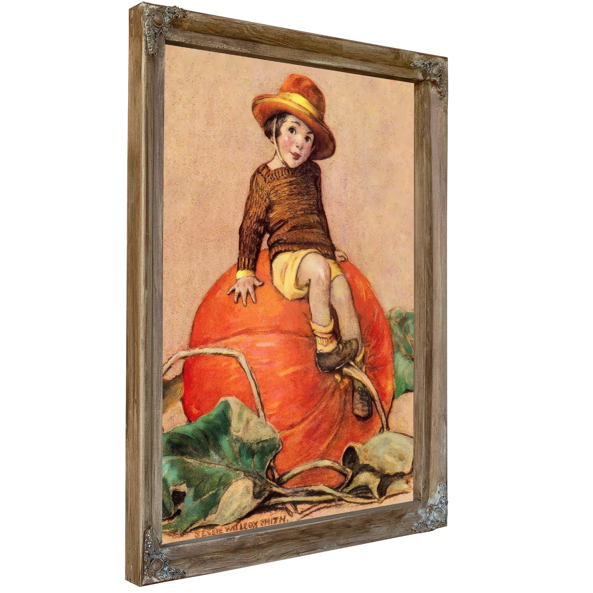 Boy On Pumpkin By Jessie Willcox Smith Fine Art Print