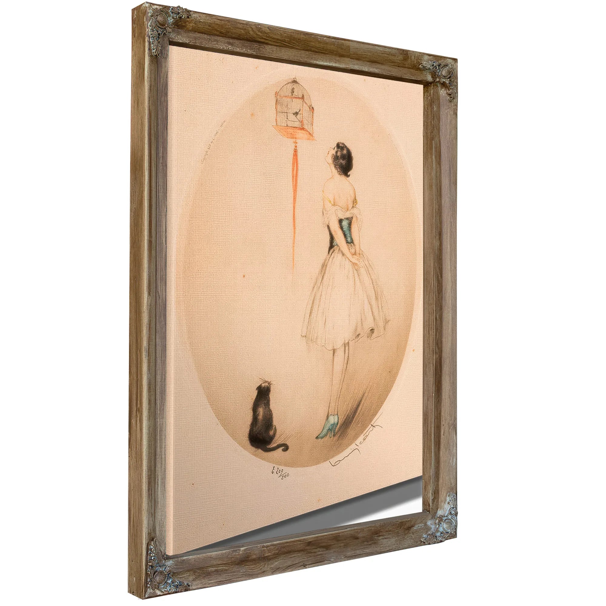 Perroquet Bleu And La Cage Rouge Two Works 1928 By Louis Icart Fine Art Print