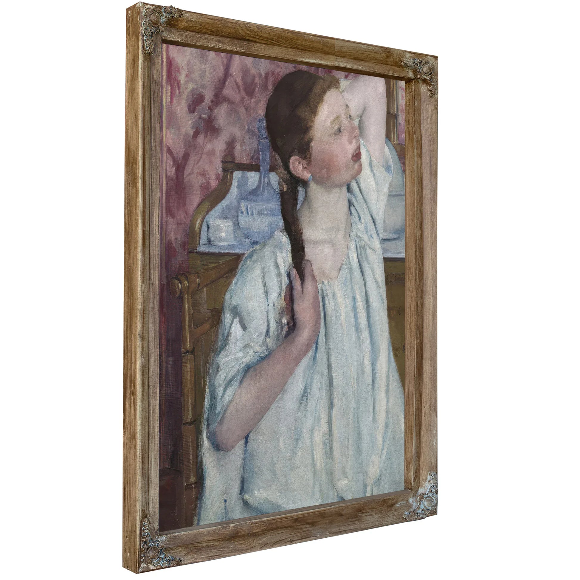 Girl Arranging Her Hair By Mary Cassatt Fine Art Print