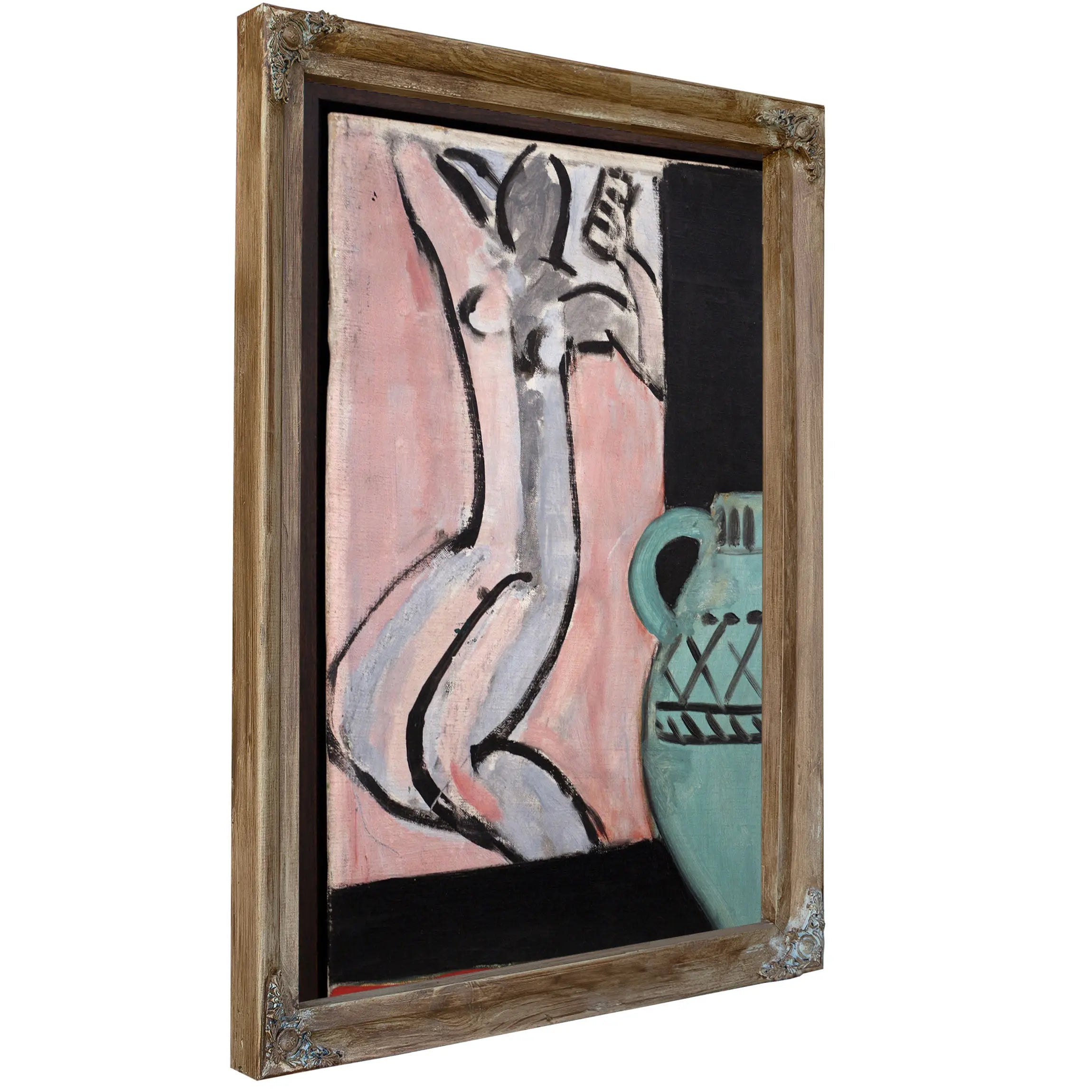Laurette In A Green Robe Black Background by Henri Matisse