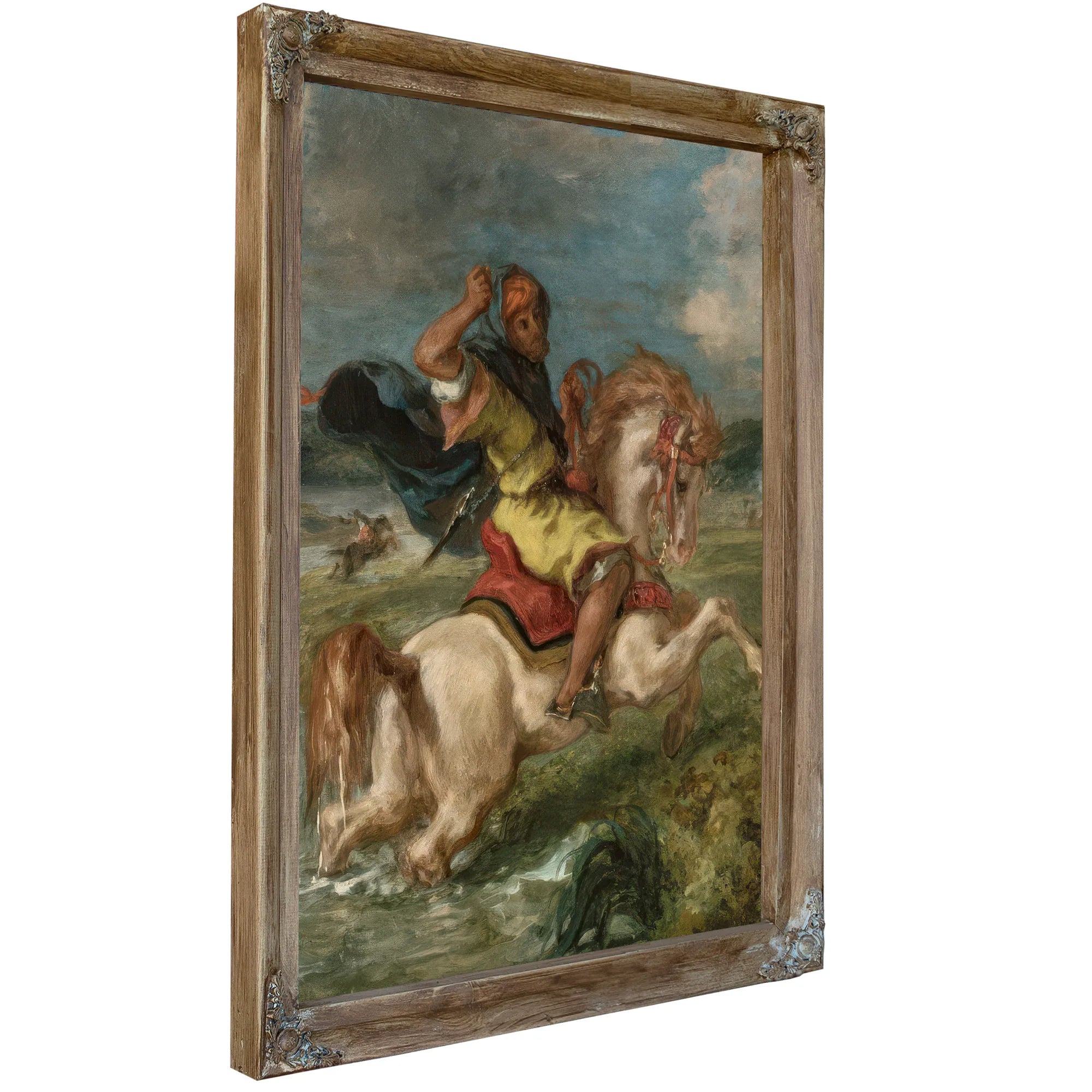 Moroccan Horseman Crossing A Ford By Ferdinand Victor Eugene Delacroix Fine Art Print