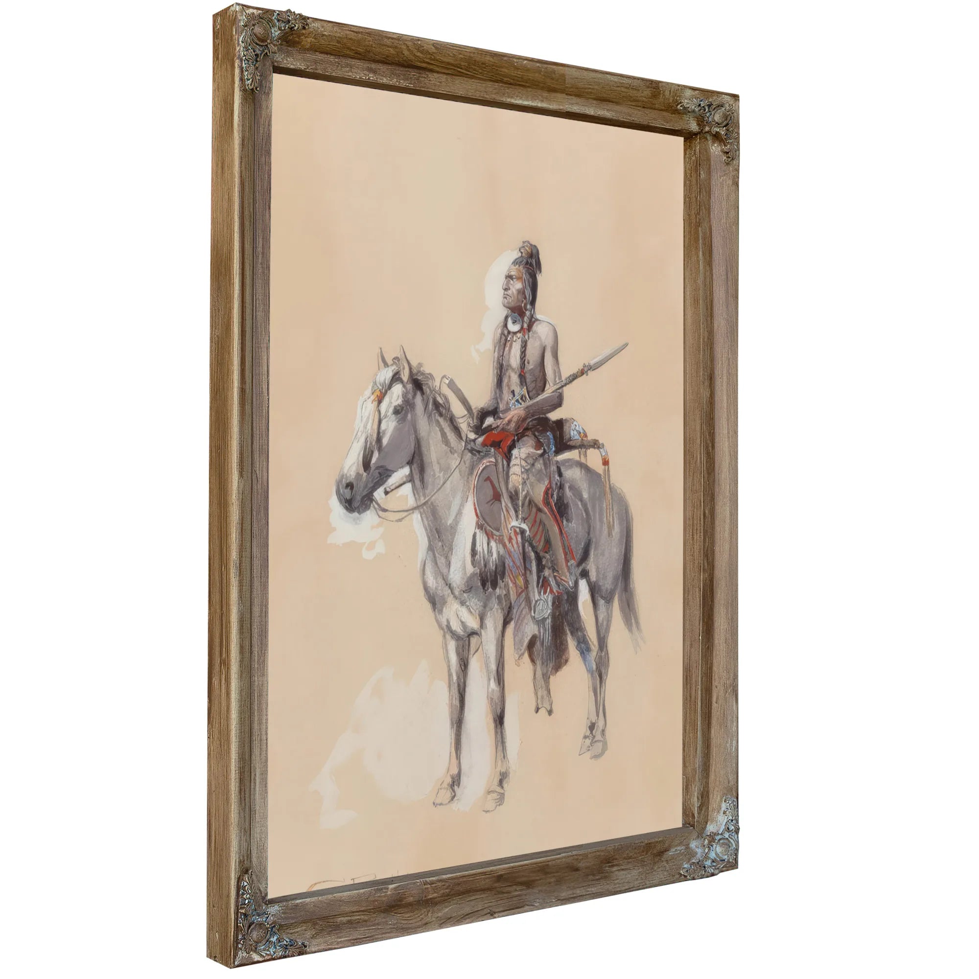 Indian On Horseback 1900 By Charles Marion Russell Fine Art Print