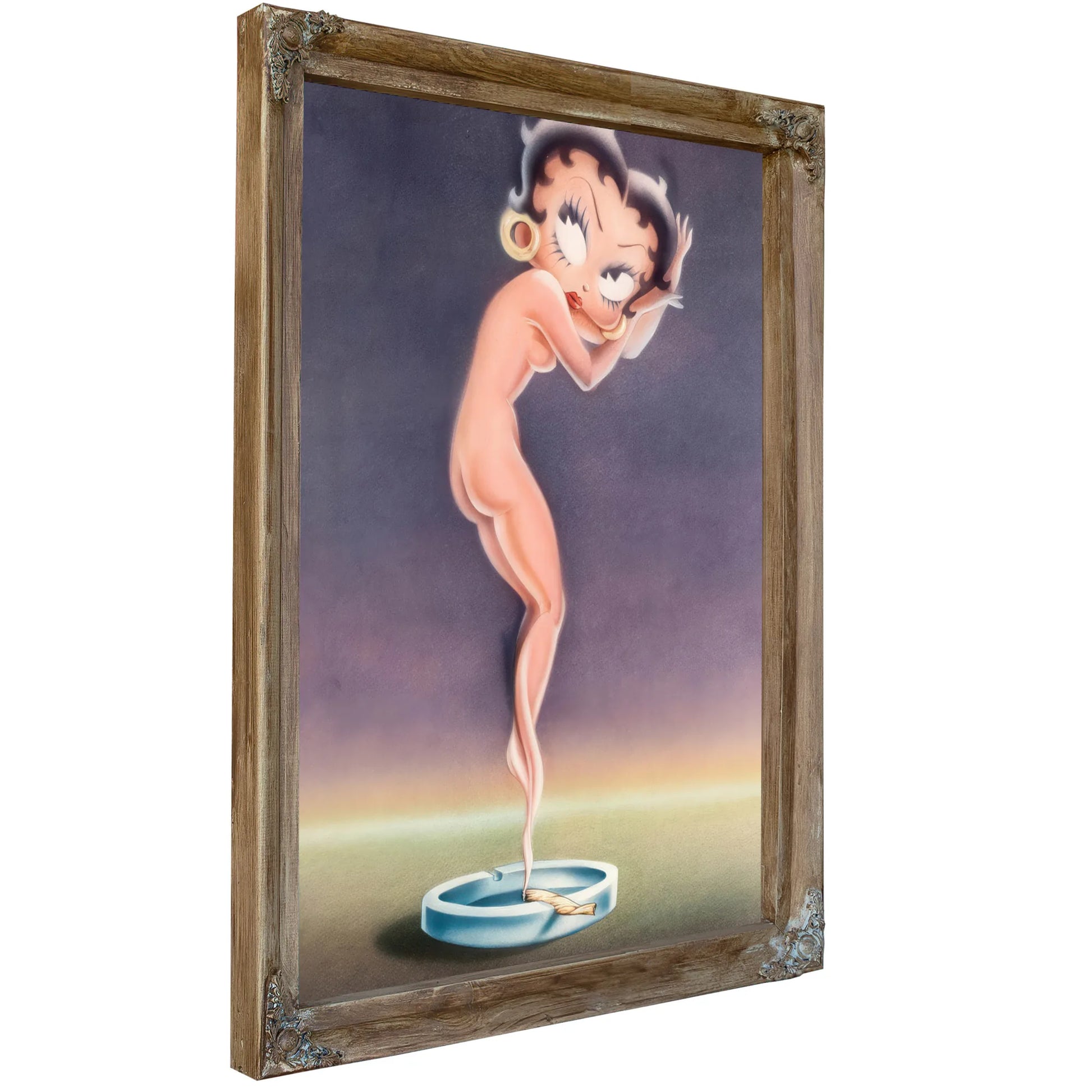 Betty Boop As A Cloud Of Smoke From A Marijuana Cigarette After Icart Circa 1980 By Louis Icart Fine Art Print