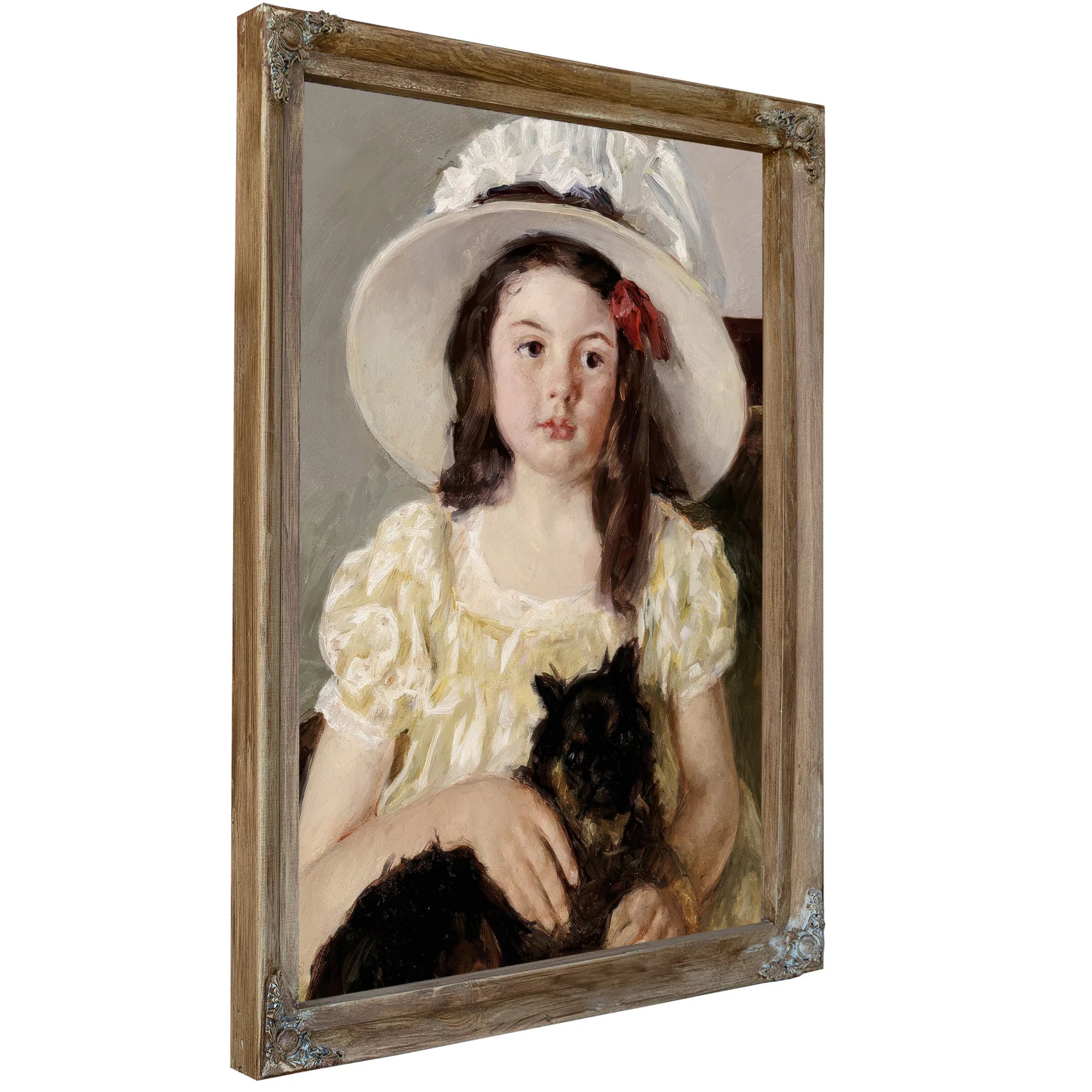 Francoise Holding A Little Black Dog By Mary Cassatt Fine Art Print