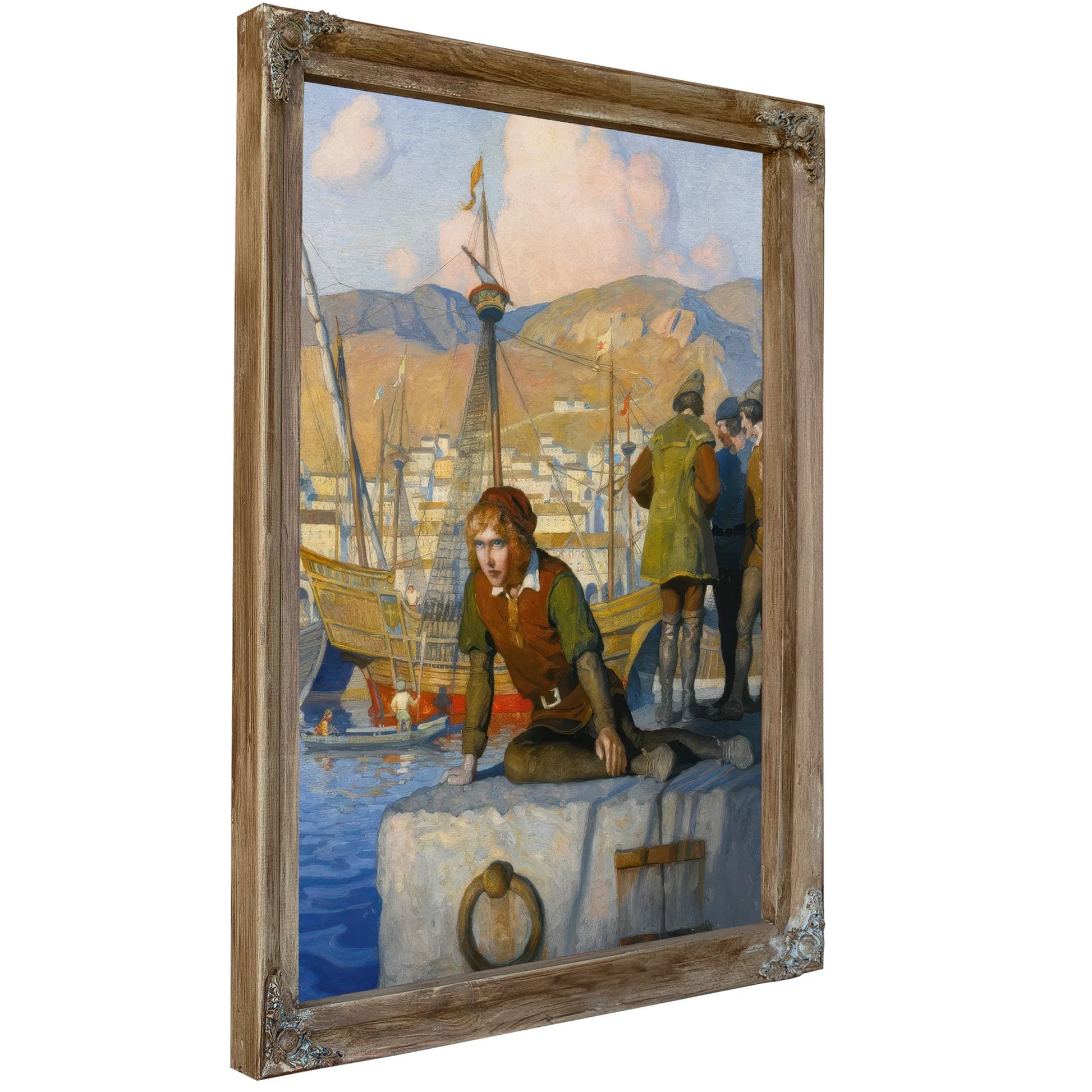 The Boy Columbus On The Wharf At Genoa By NC Wyeth Fine Art Print