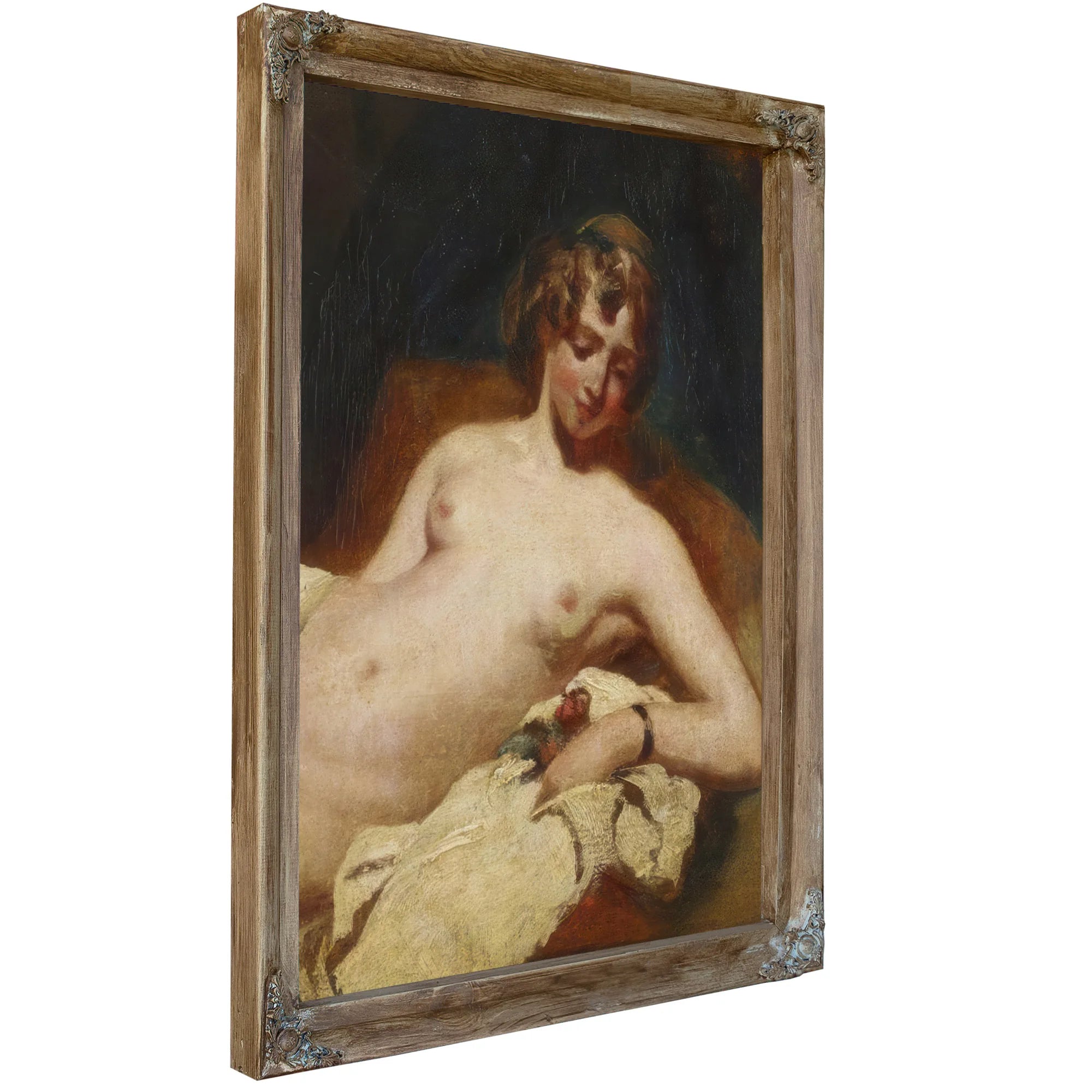 Half Figure Of A Reclining Female Nude On Her Side By William Etty Fine Art Print