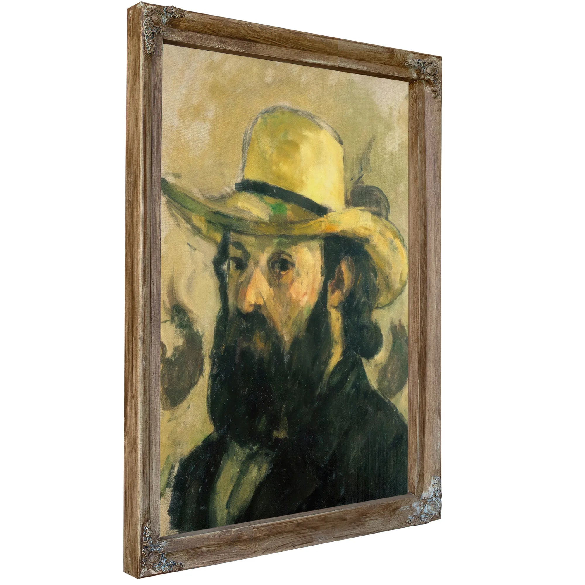 Self Portrait In A Straw Hat By Paul Cezanne Fine Art Print