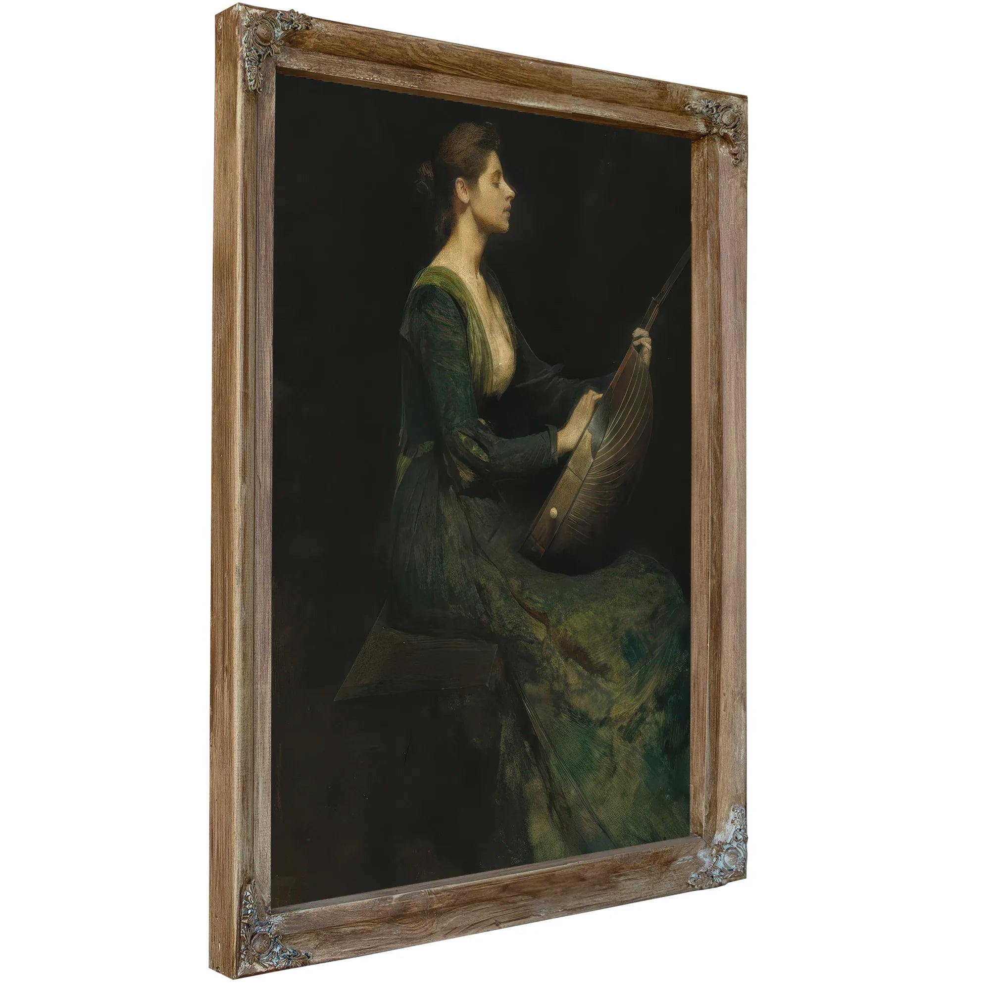 Lady With A Lute By Thomas Wilmer Dewing Fine Art Print