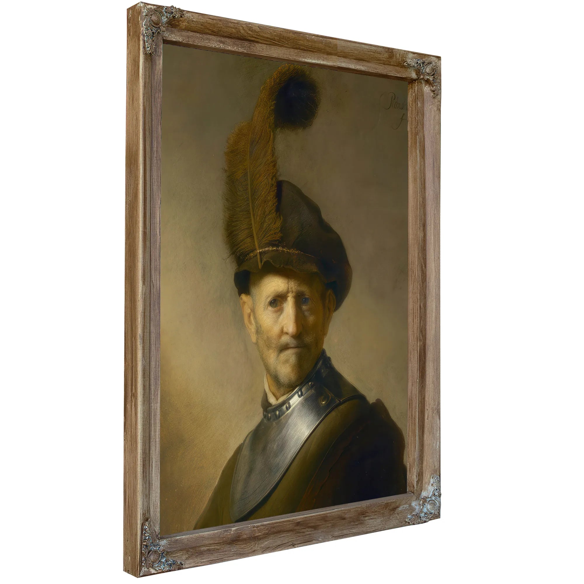 An Old Man In Military Costume By Rembrandt Fine Art Print