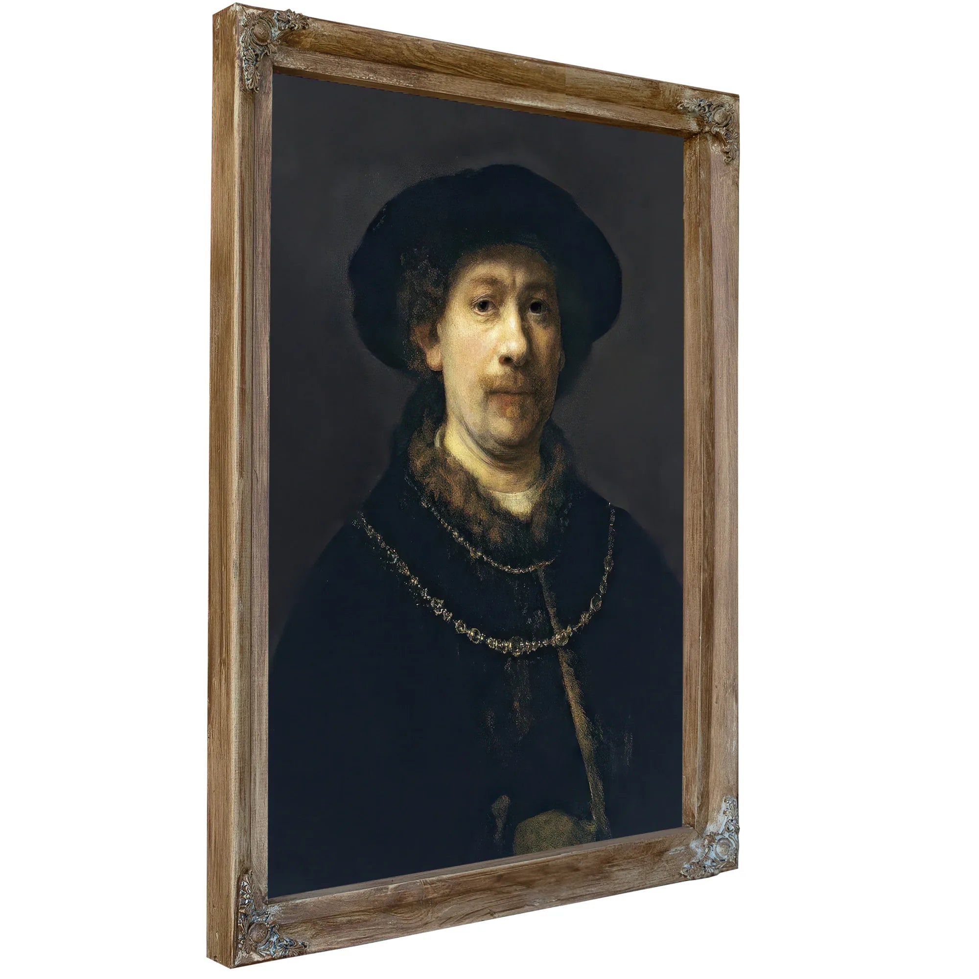 Self Portrait With A Hat And Two Chains By Rembrandt Fine Art Print