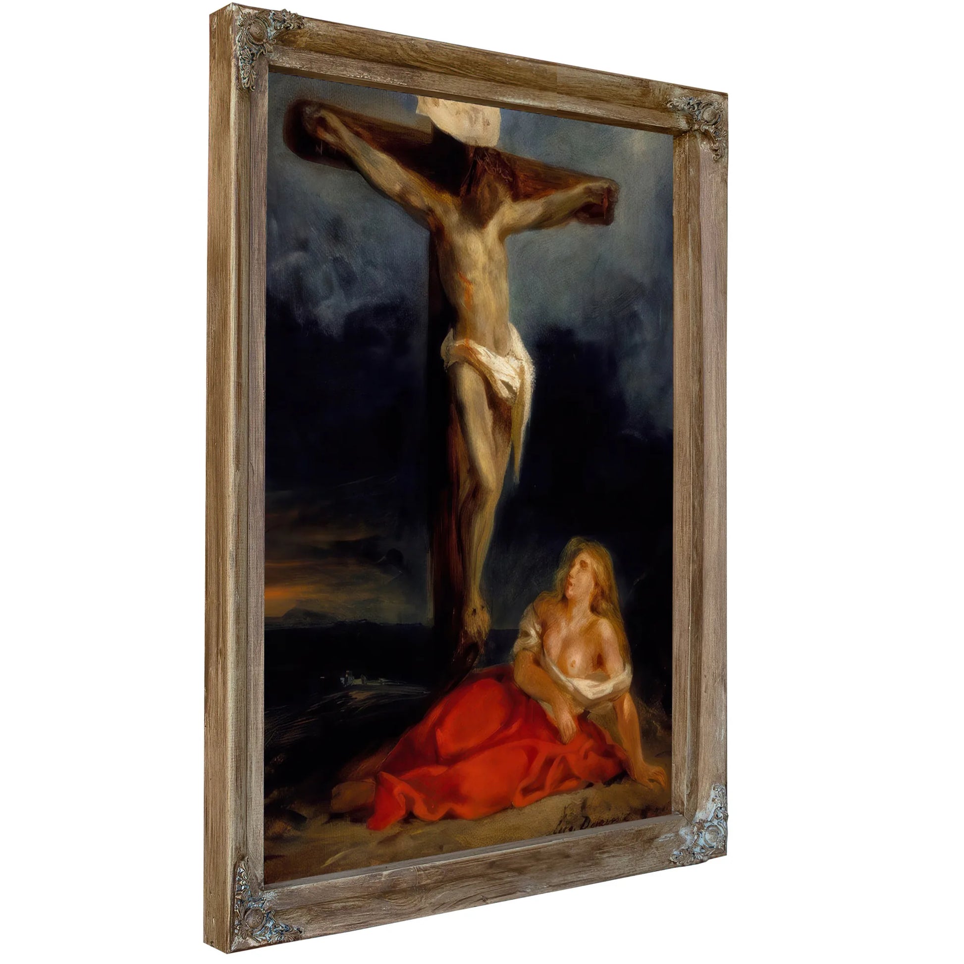 Saint Mary Magdalene At The Foot Of The Cross By Eugene Delacroix Fine Art Print