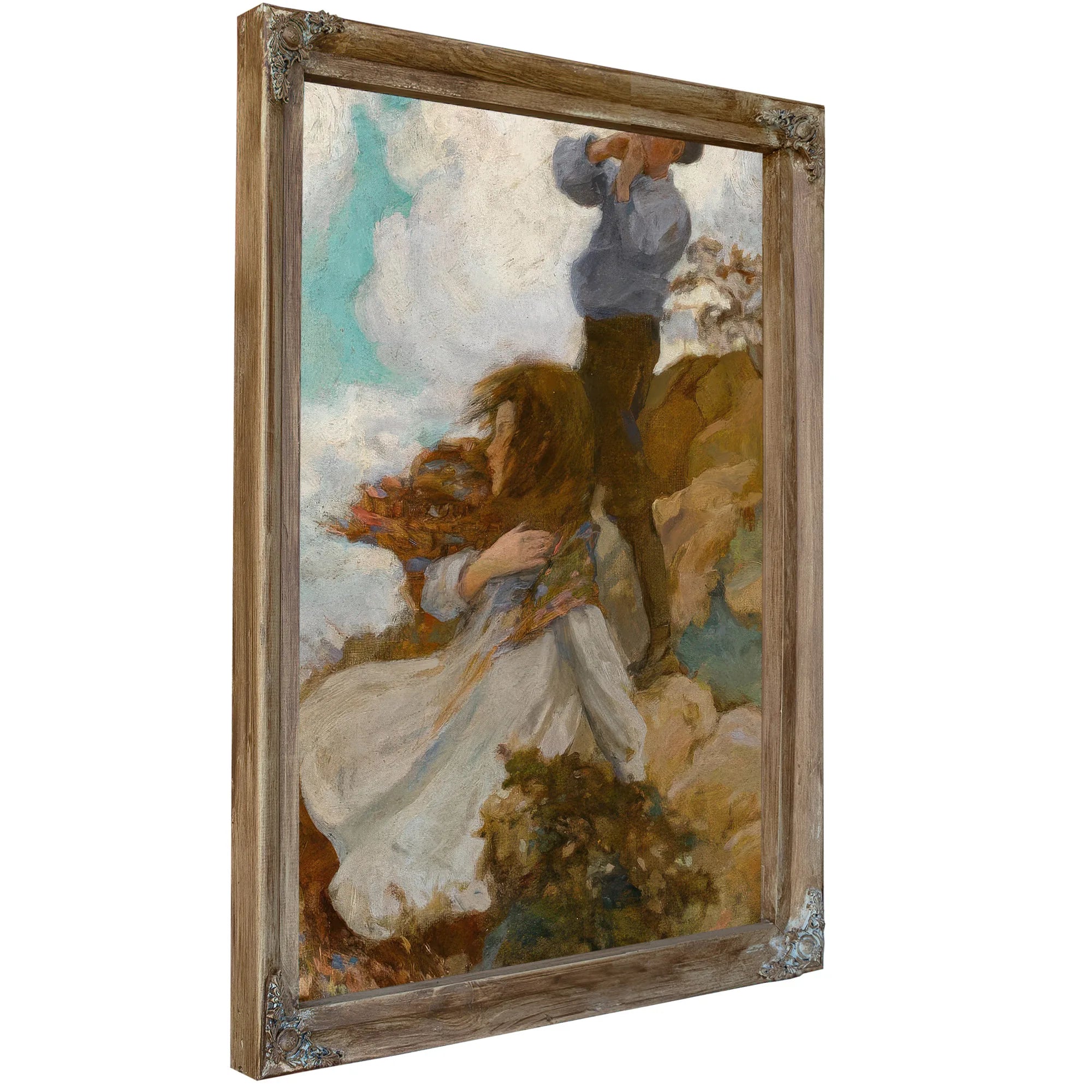 Two Children On A Windswept Hill 1915 By Jessie Willcox Smith Fine Art Print