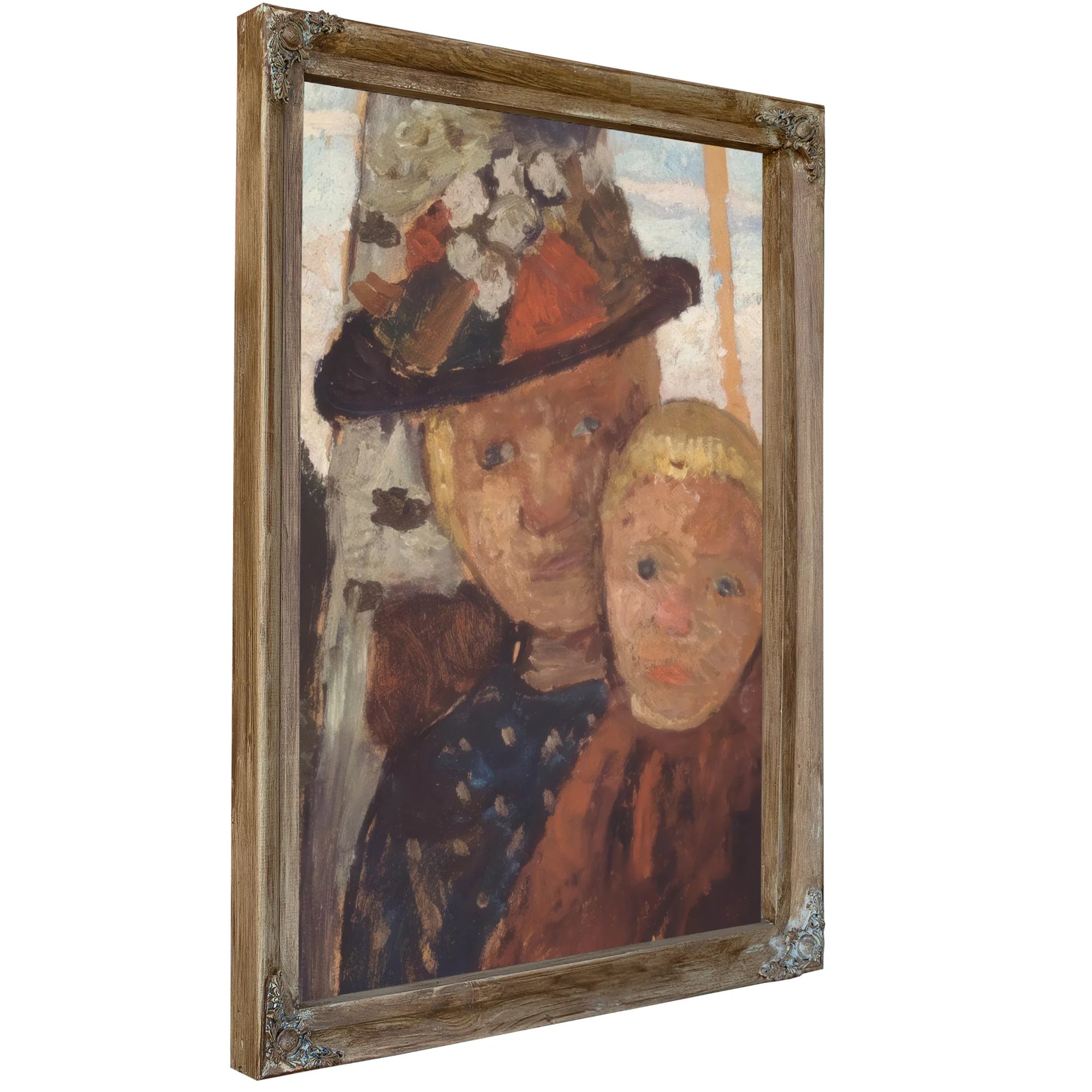 Little Boy And Girl In Flowered Hat By Paula Modersohn Becker Fine Art Print