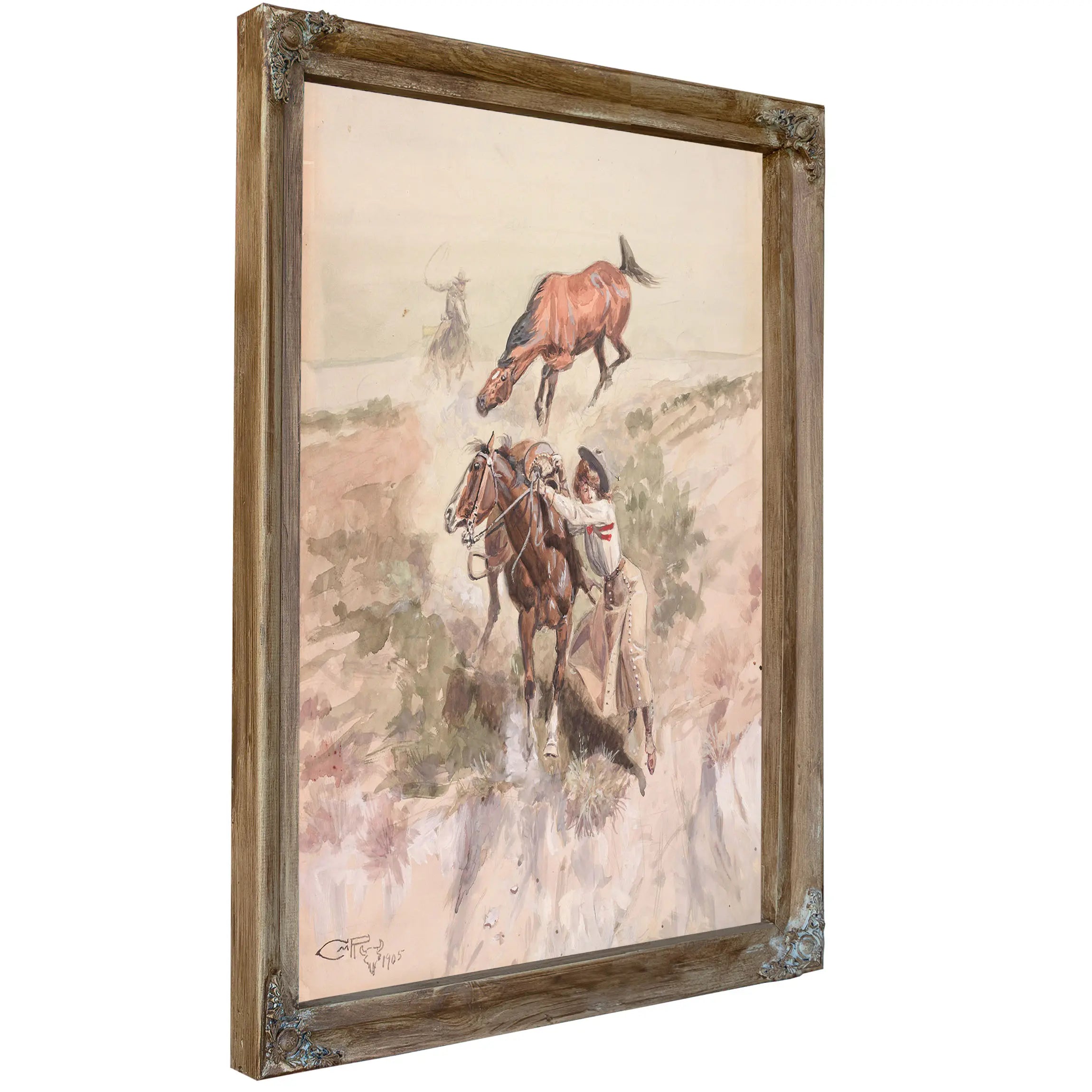 Throwing Herself From The Saddle by Charles Marion Russell