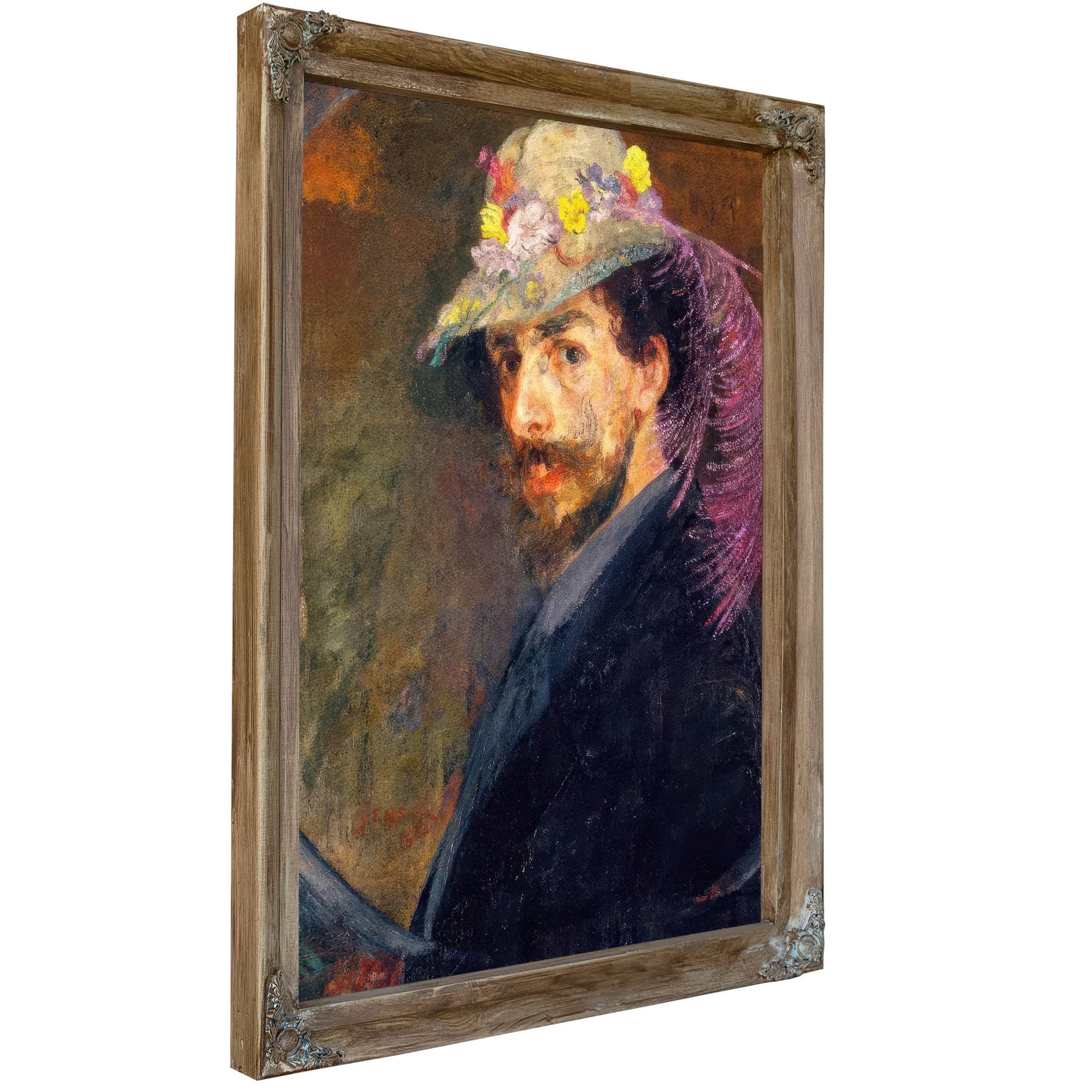 Self Portrait With Flowered Hat By James Ensor Fine Art Print