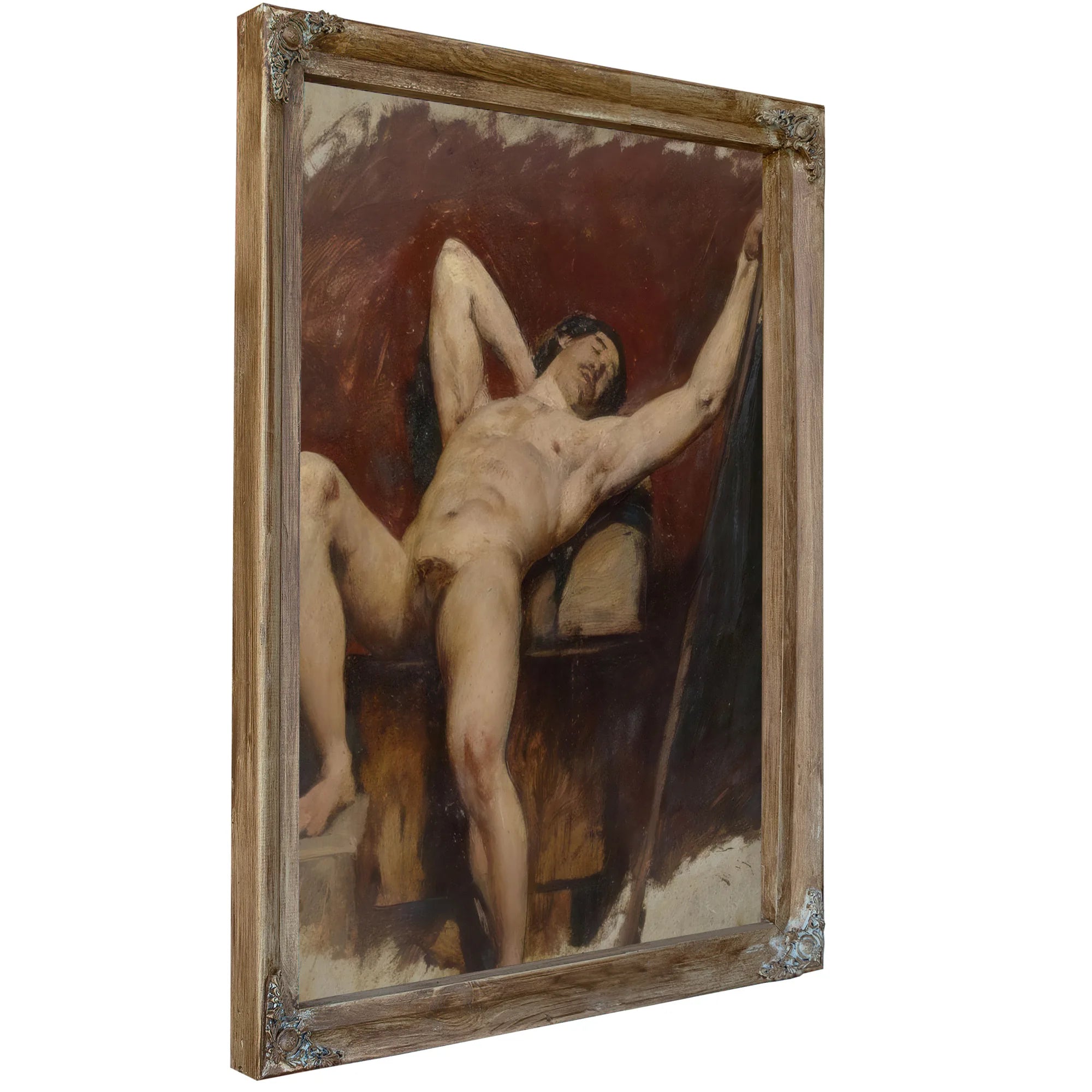 Reclining Male Nude, Raised Right Knee By William Etty Fine Art Print