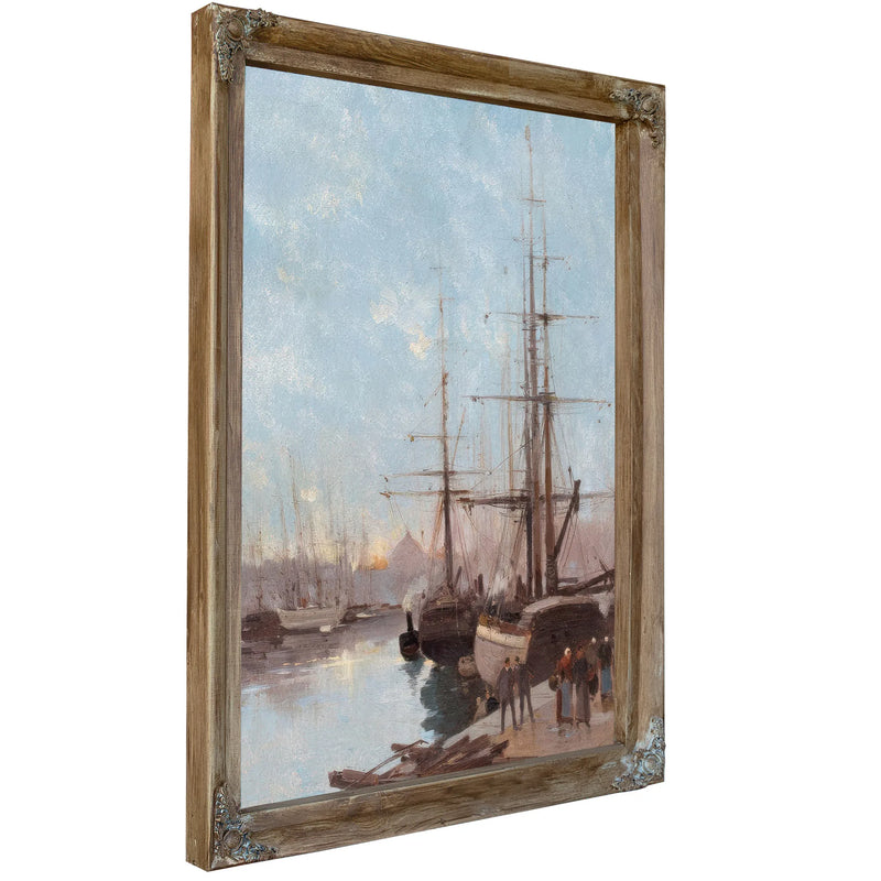 Harbor Scene By Eugene Galien Laloue