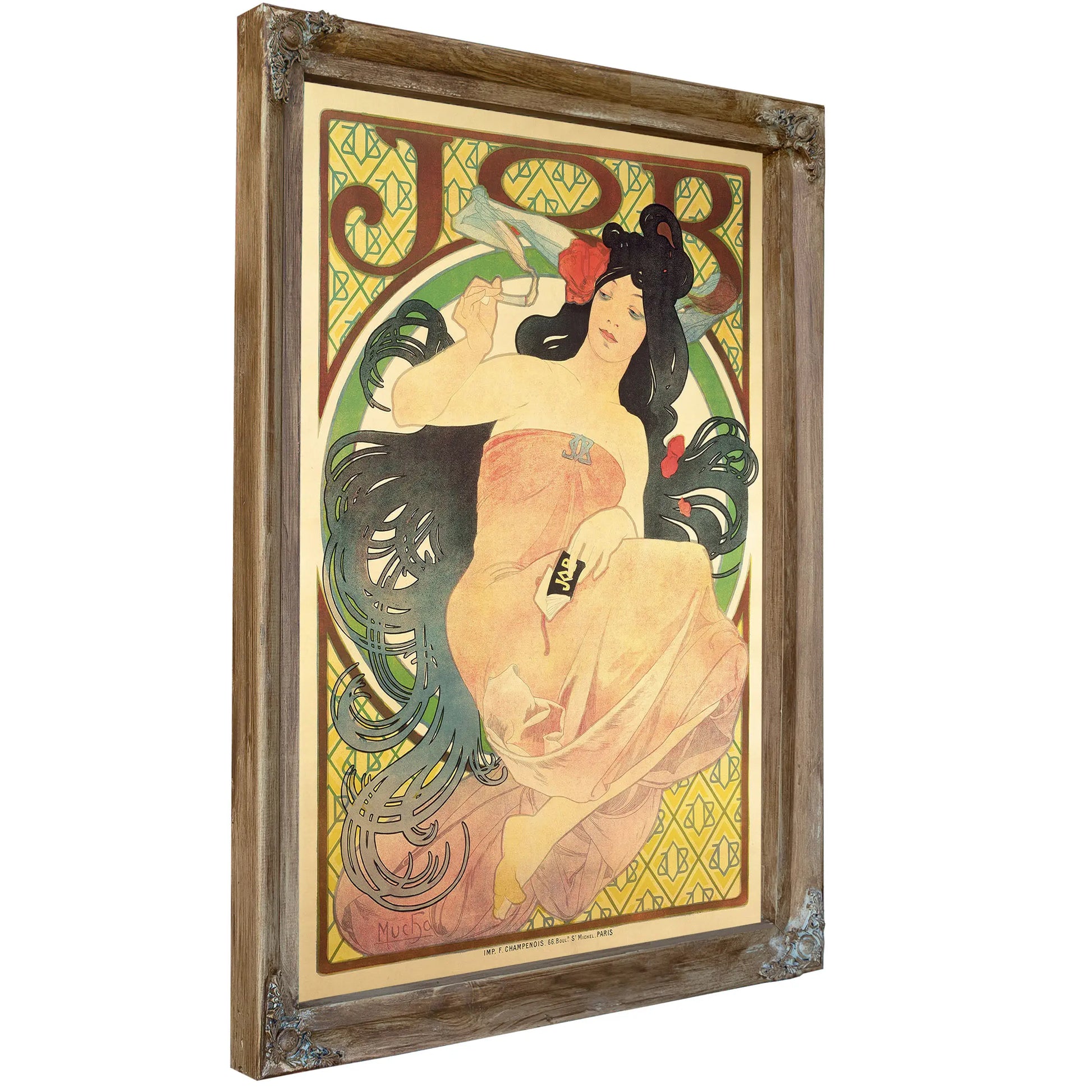 Poster Job Alfons Mucha And Imprimerie F Champenois Paris by Alphonse Mucha