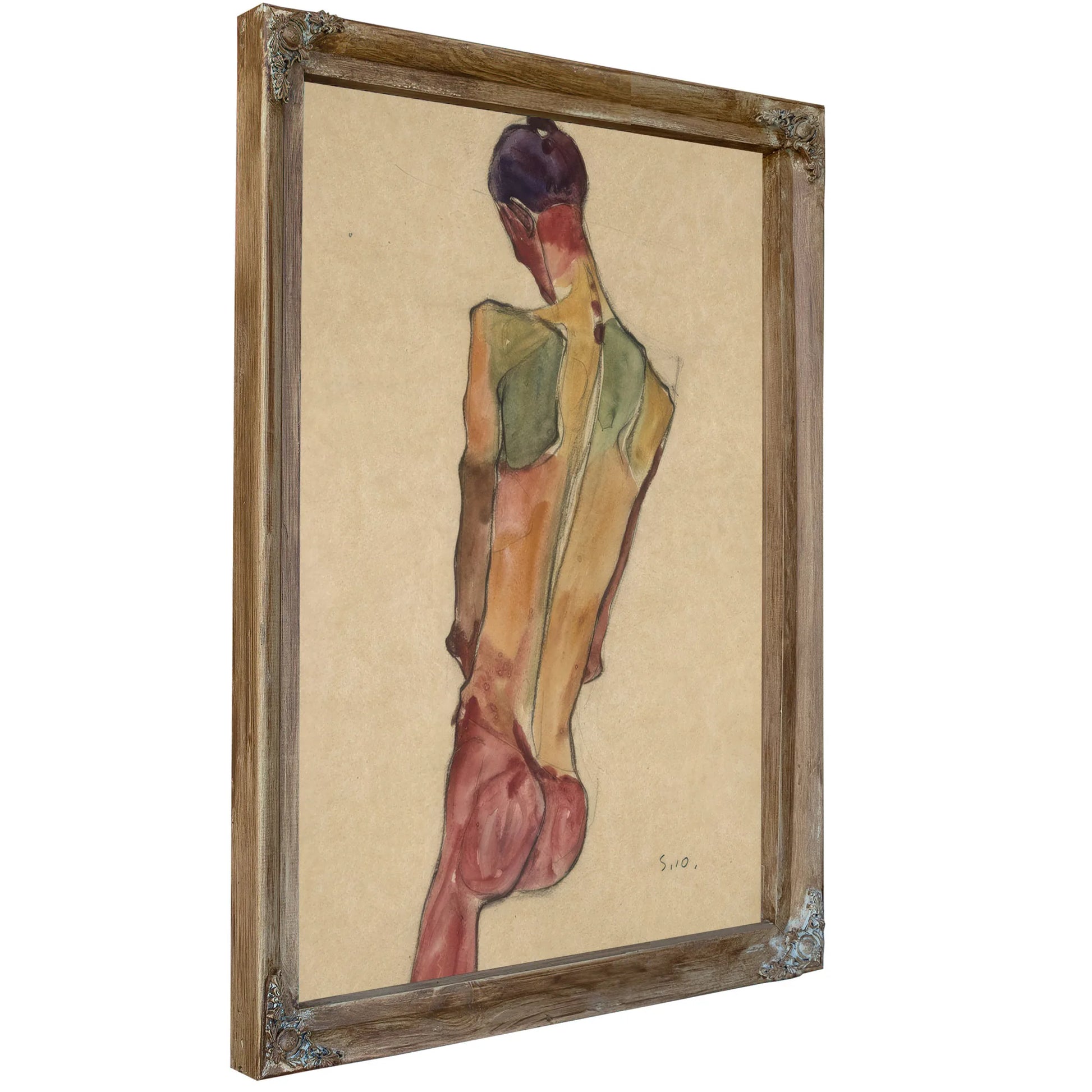 Male Nude Back View By Egon Schiele Fine Art Print