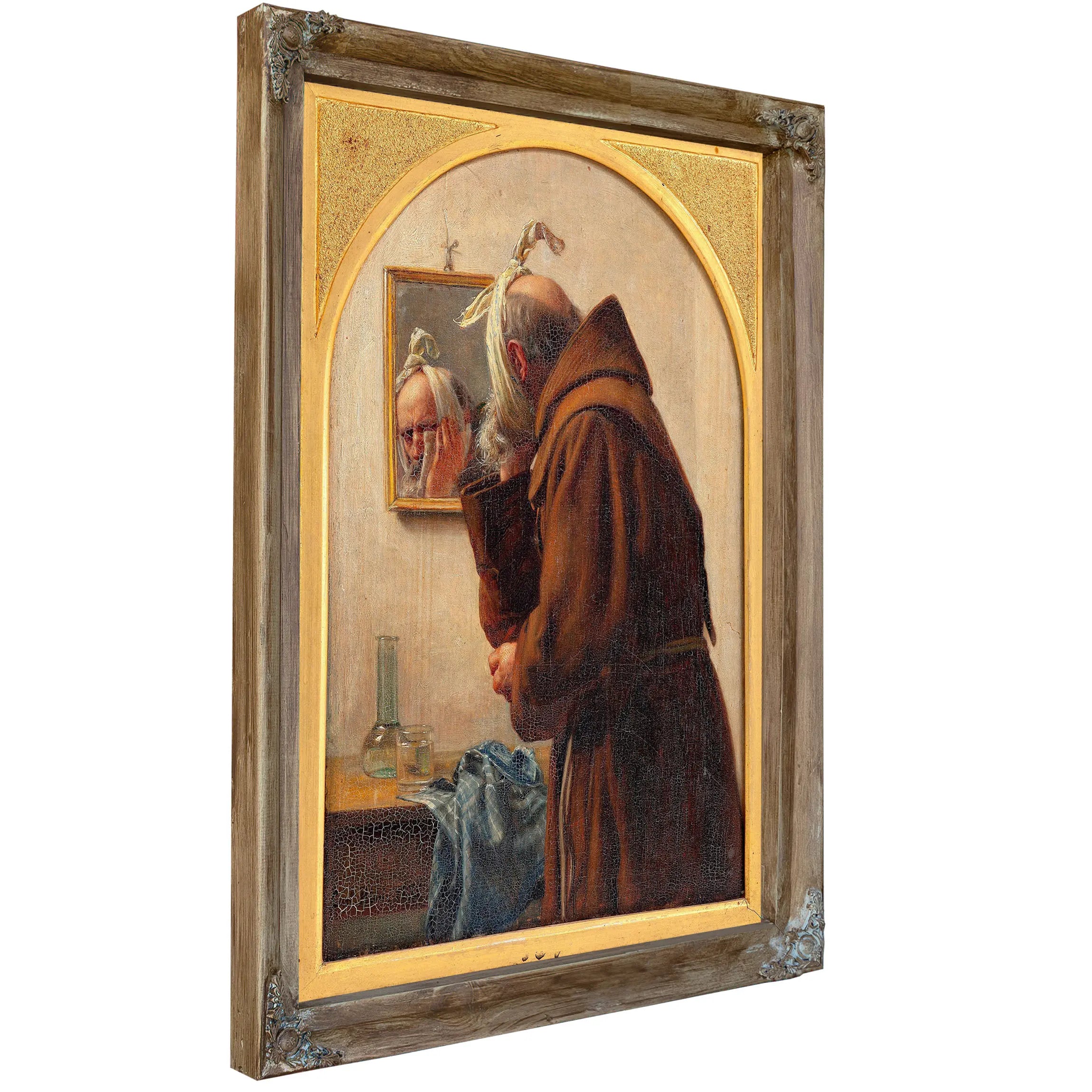 A Monk Examines Himself In A Mirror by Carl Bloch