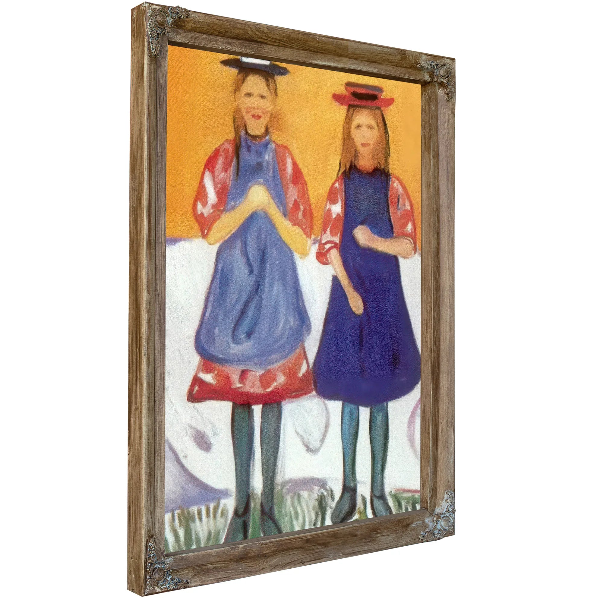 Two Girls In Blue Smocks 190405 By Edvard Munch Fine Art Print