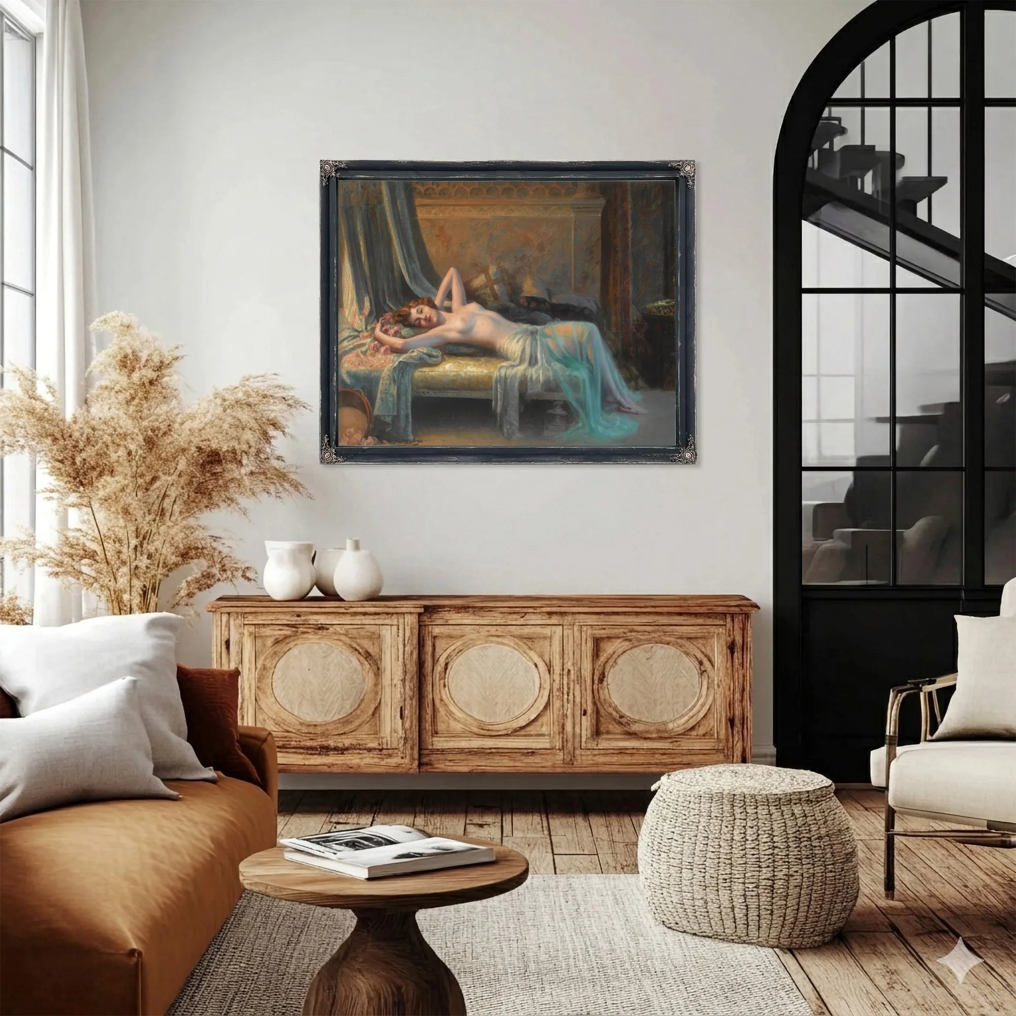 Nu Etendu Au Bouquet De Roses By Enjolras Delphin Fine Art Print