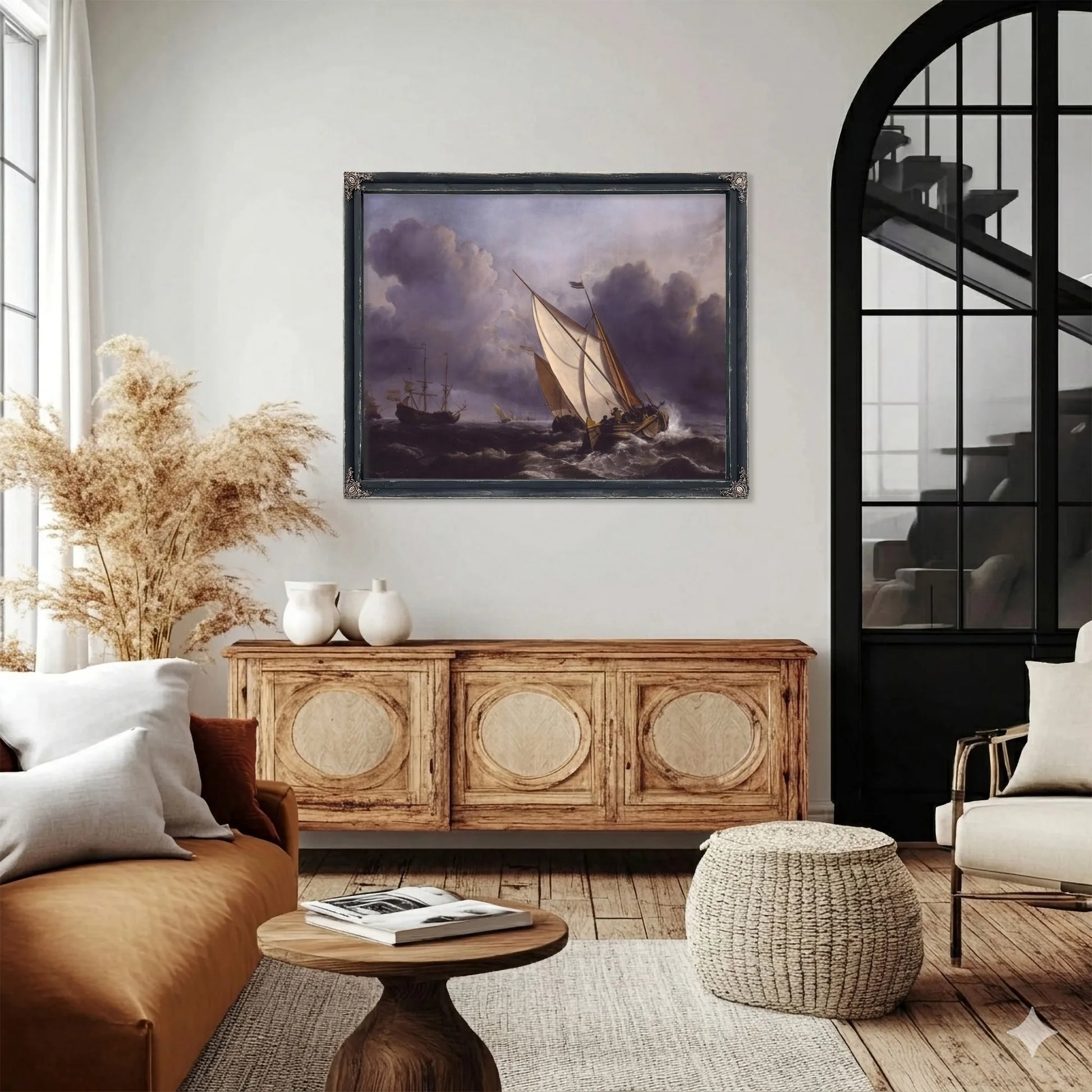 Ships In A Stormy Sea By Willem Van De Velde Ii Fine Art Print