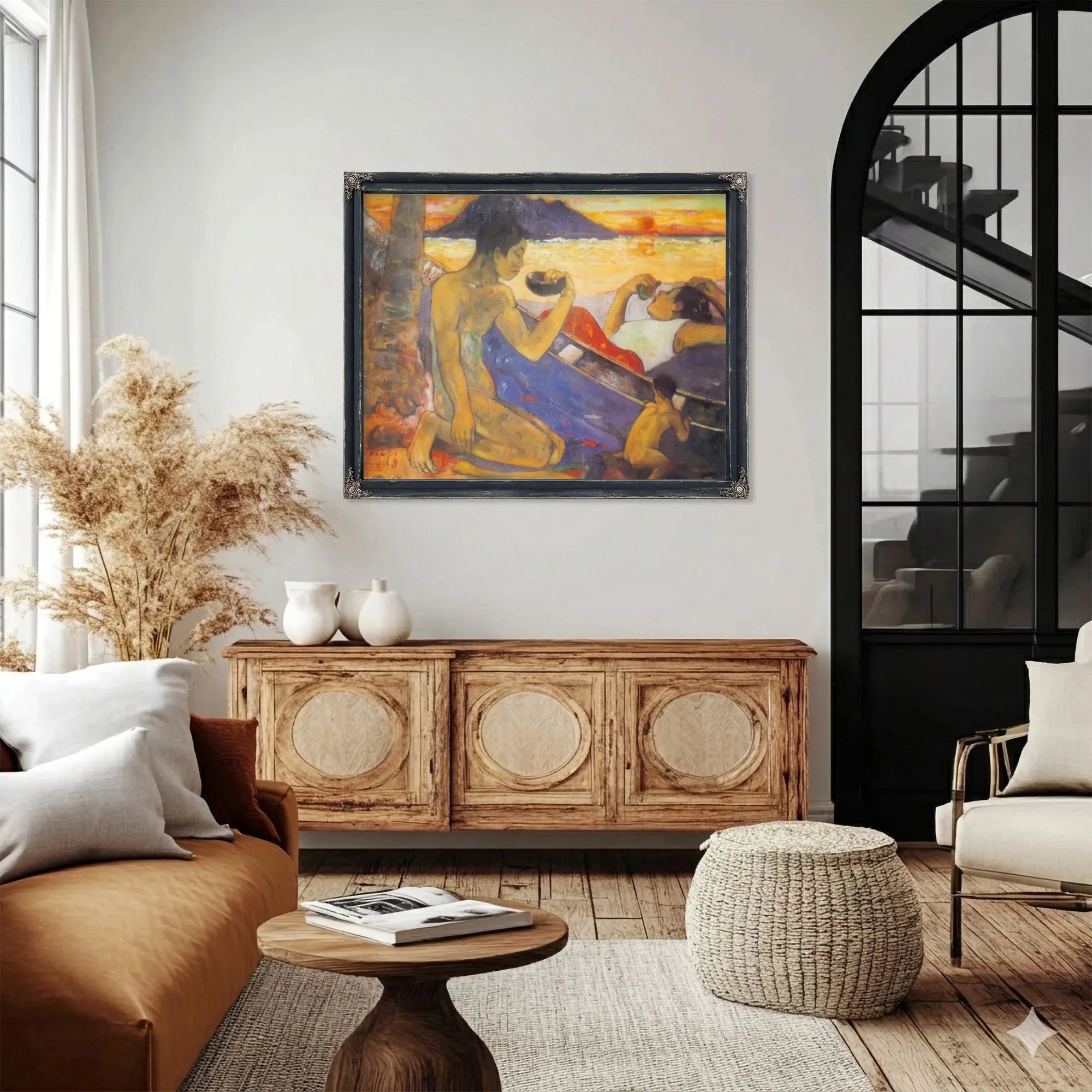 Te Vaa ( The Canoe) Or A Thahitian Family By Paul Gauguin Fine Art Print