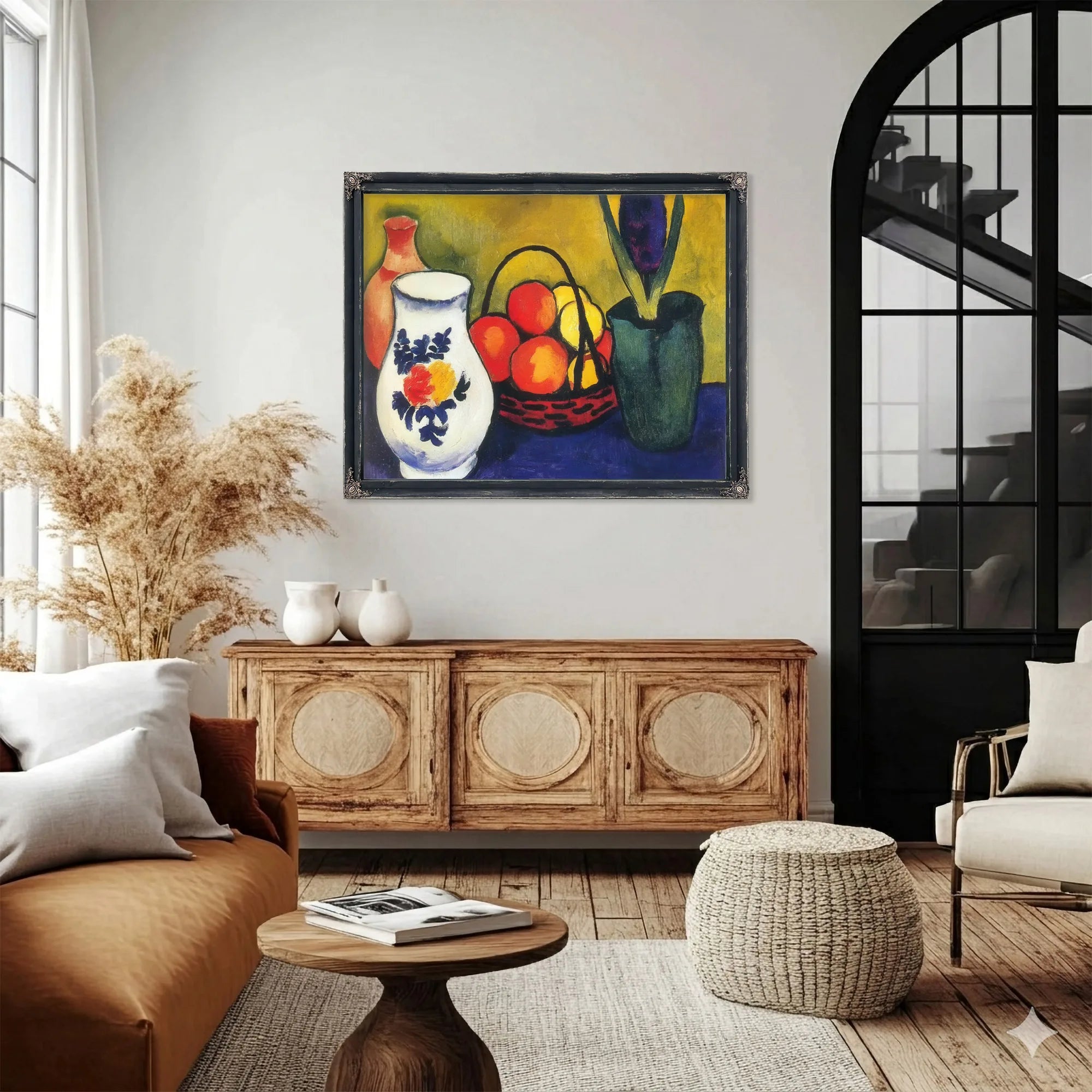 White Pot Flowers And Fruit By August Macke Fine Art Print