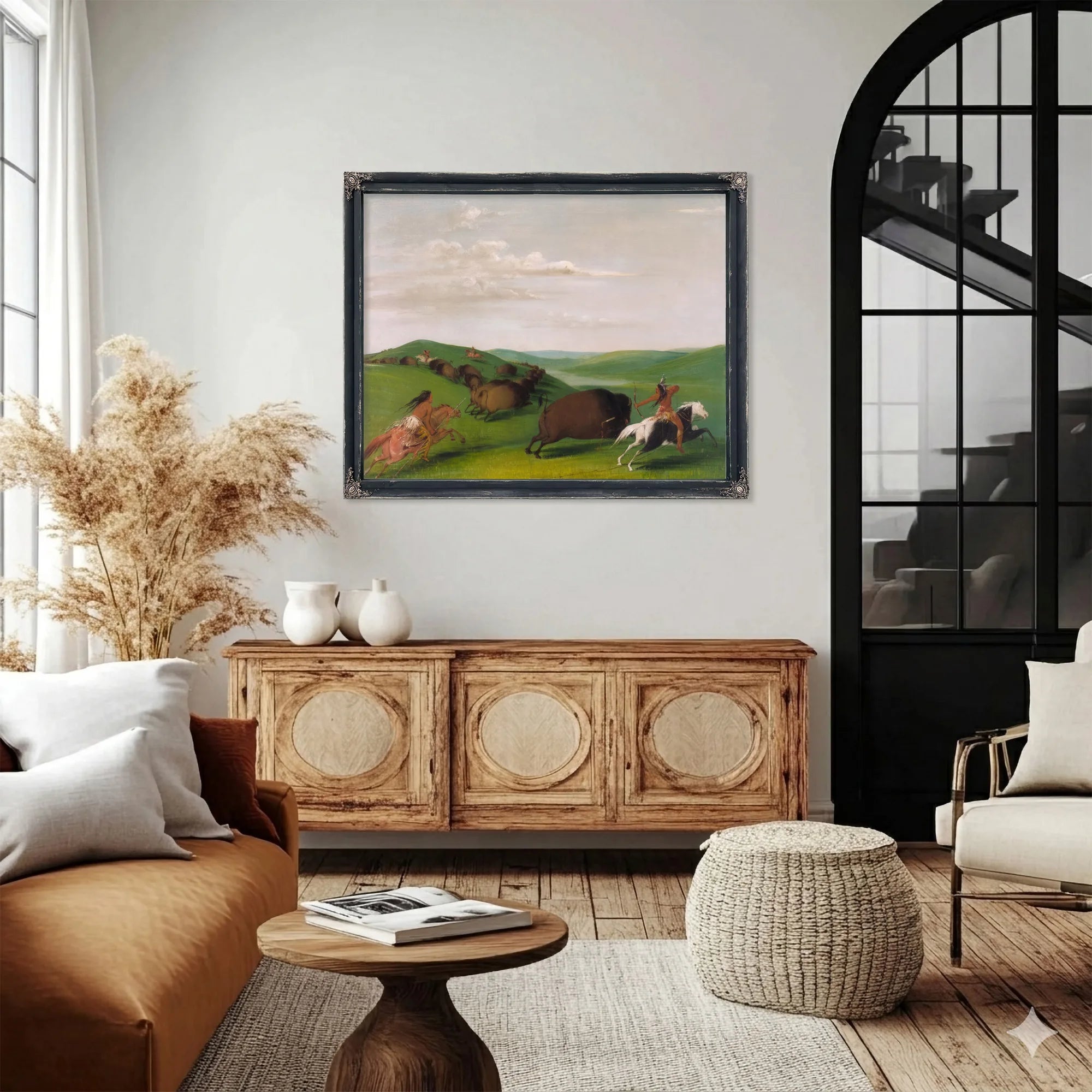 Buffalo Chase With Bows And Lances By George Catlin Fine Art Print