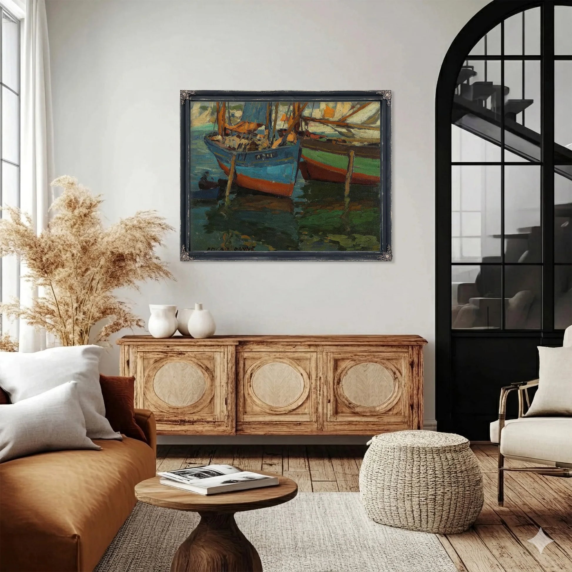 Two Boats In A Harbor By Edgar Payne Fine Art Print