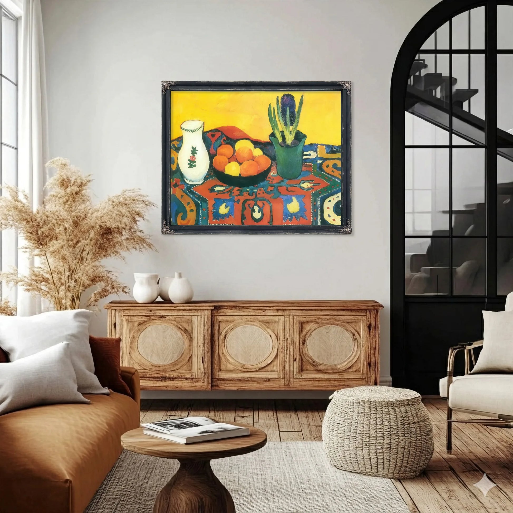 Stil Life With Hyacinthys And Carpet By August Macke Fine Art Print