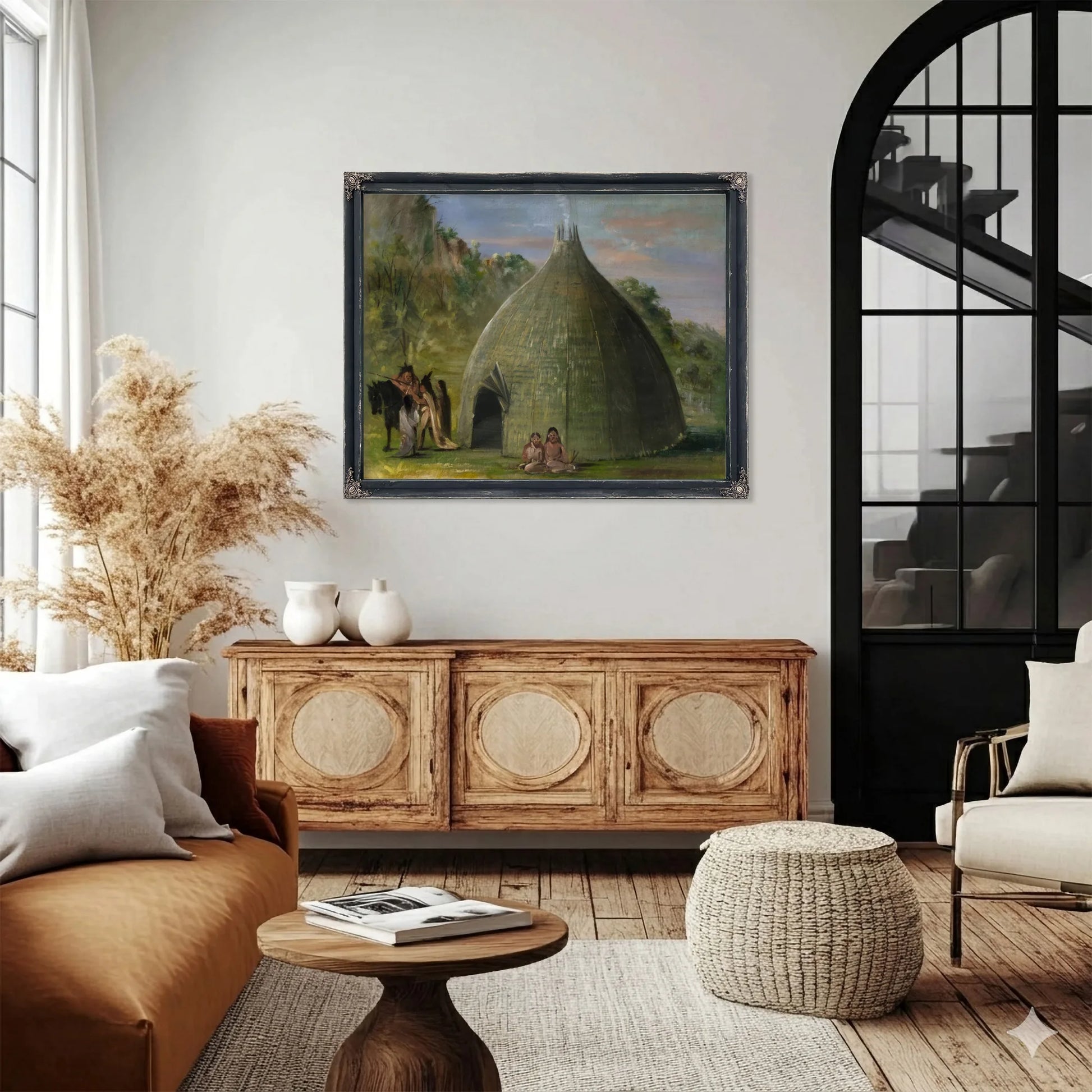 Wichita Lodge, Thatched With Prairie Grass By George Catlin Fine Art Print