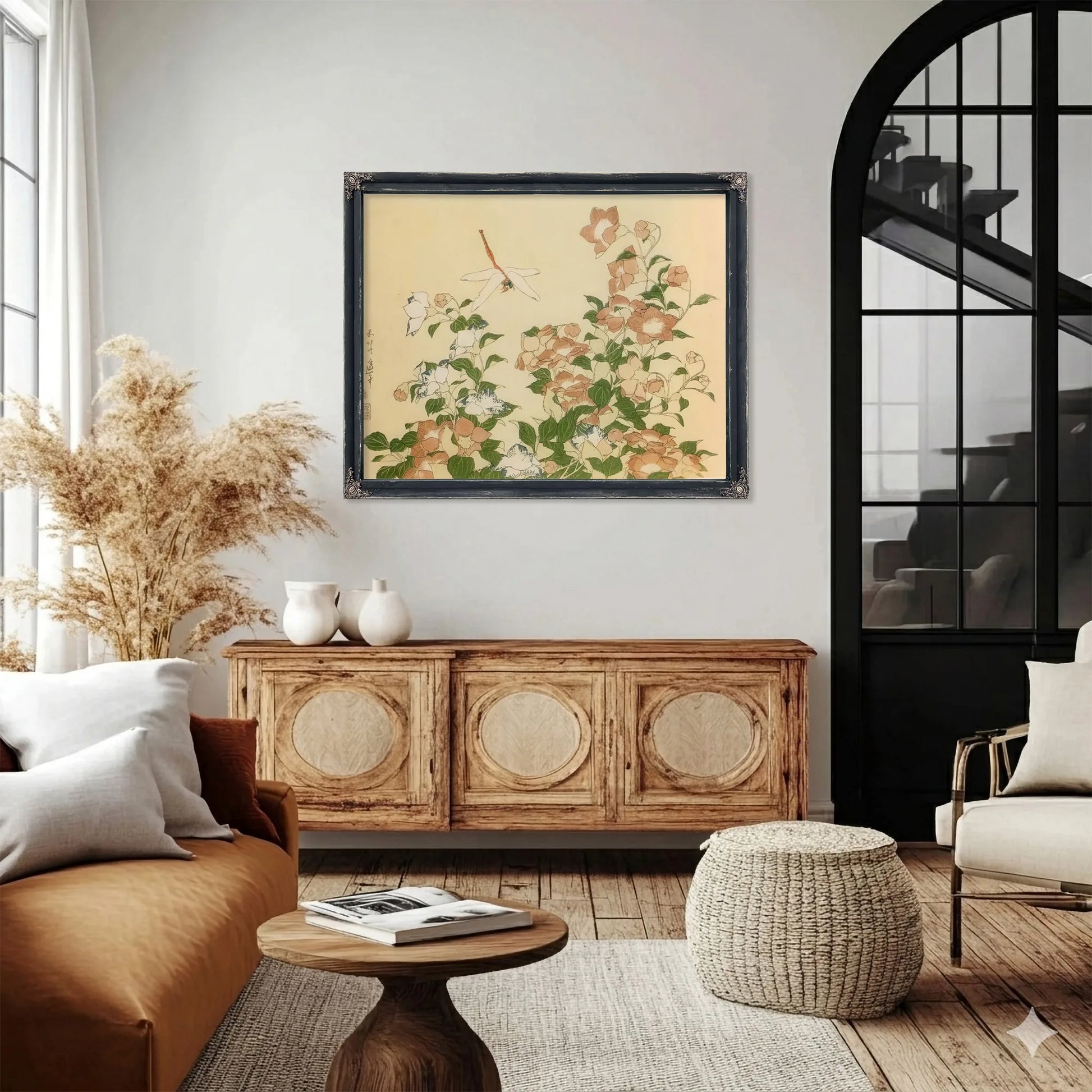 Bell Flower And Dragonfly By Hokusai Fine Art Print