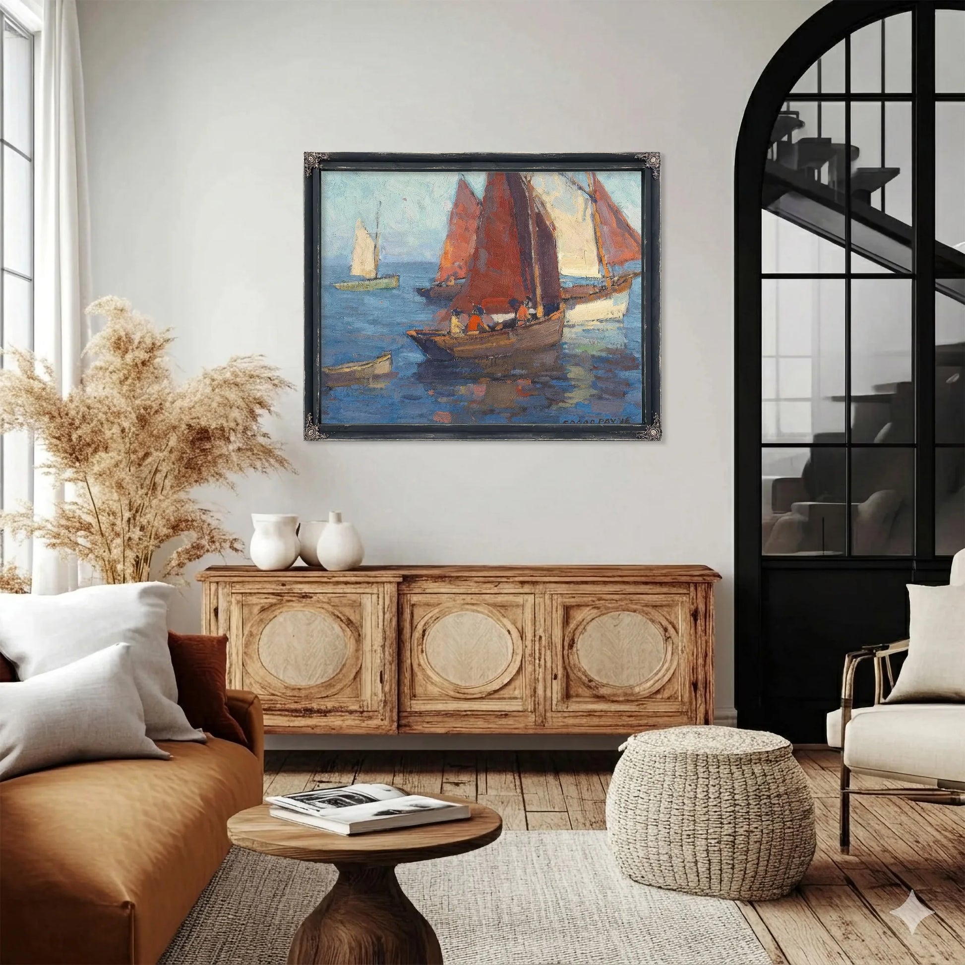 Figures In Sailboats On Calm Waters By Edgar Payne Fine Art Print