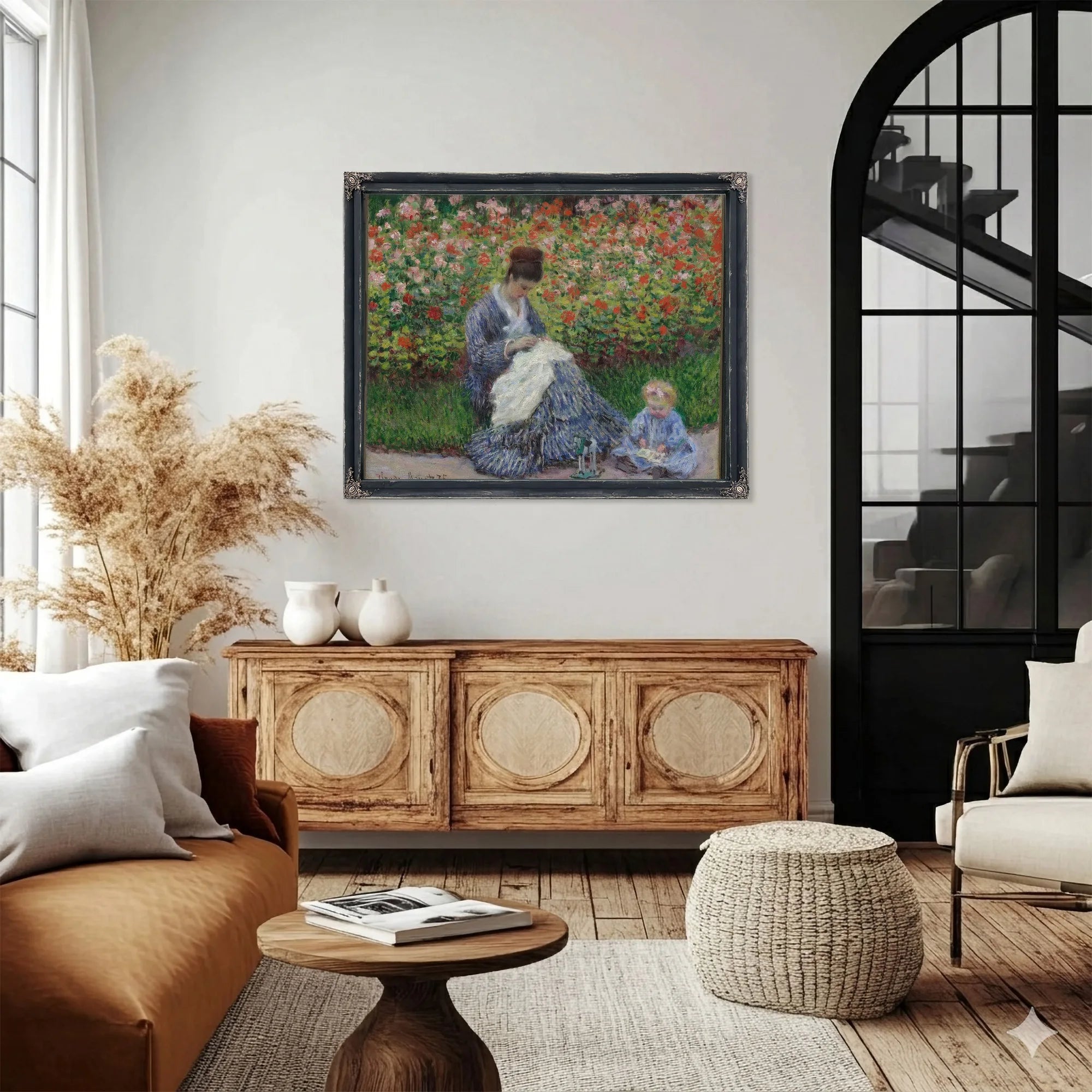 Camille Monet And A Child In The Garden In Argenteuil 1875 By Claude Monet Fine Art Print