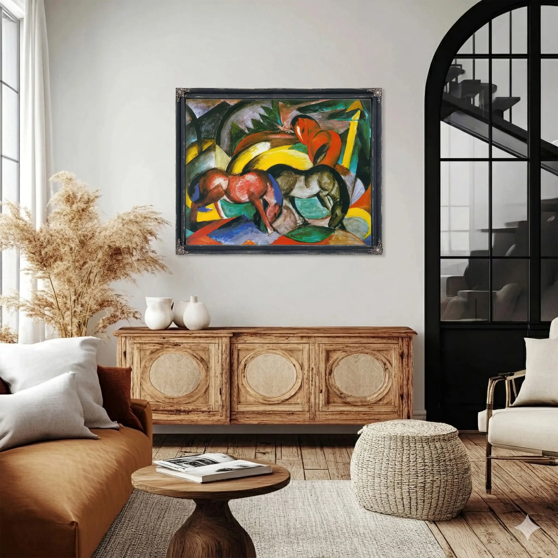 Three Horses By Franz Marc Fine Art Print