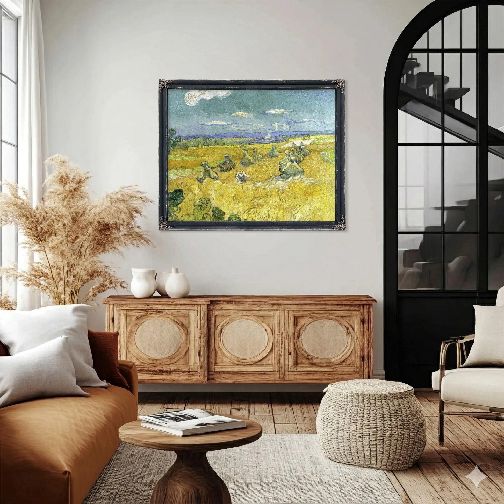 Wheat Fields With Reaper Auvers By Vincent Van Gogh Fine Art Print