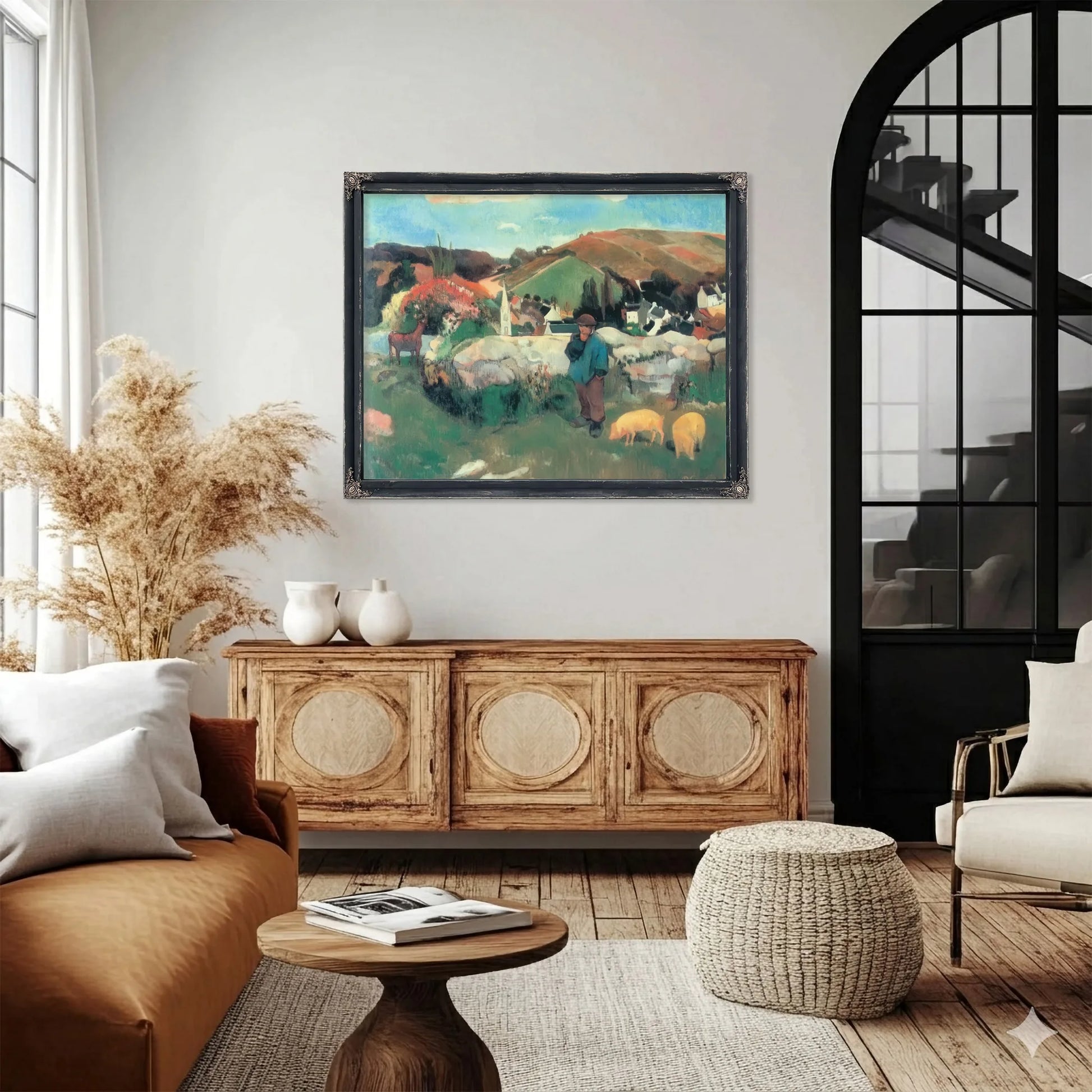 Breton Landscape With Pigs By Paul Gauguin Fine Art Print