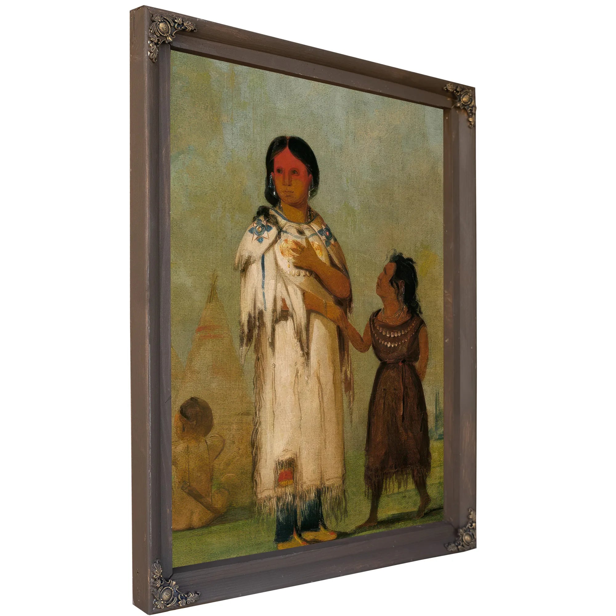 Assiniboin Woman And Child By George Catlin Fine Art Print