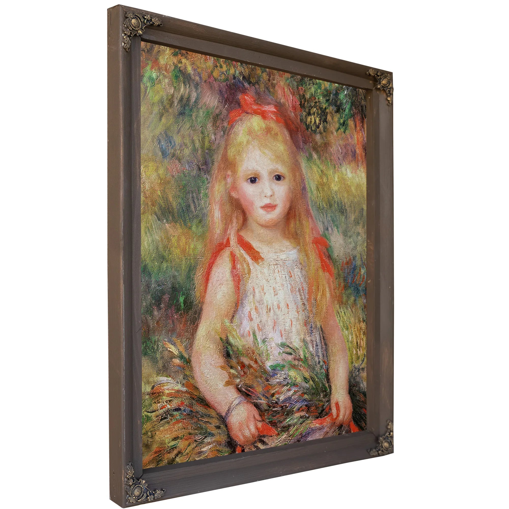 Little Girl Carrying Flowers, Or The Little Gleaner By Pierre Auguste Renoir Fine Art Print