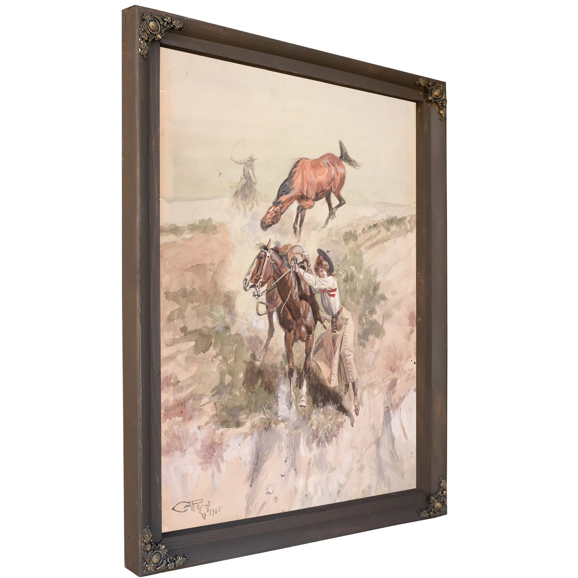 Throwing Herself From The Saddle by Charles Marion Russell