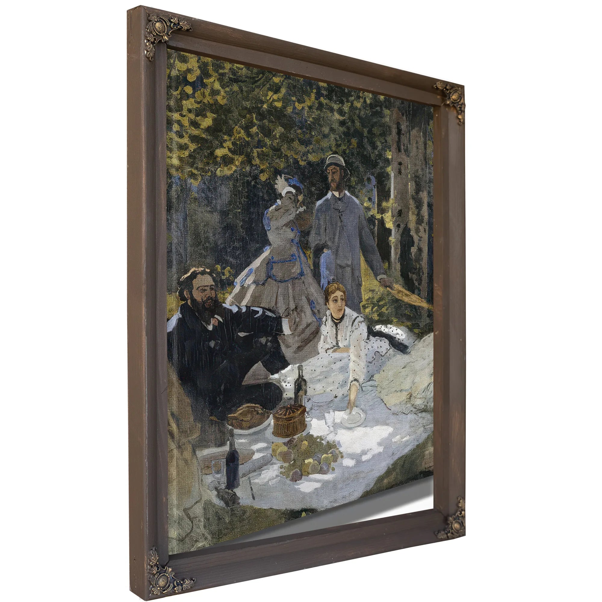 Le Dejeuner Sur L'herbe, A Chailly. Portrait Bazille Au Centre Camille Doncieux ; Courbet A Gauche By Claude Monet Fine Art Print