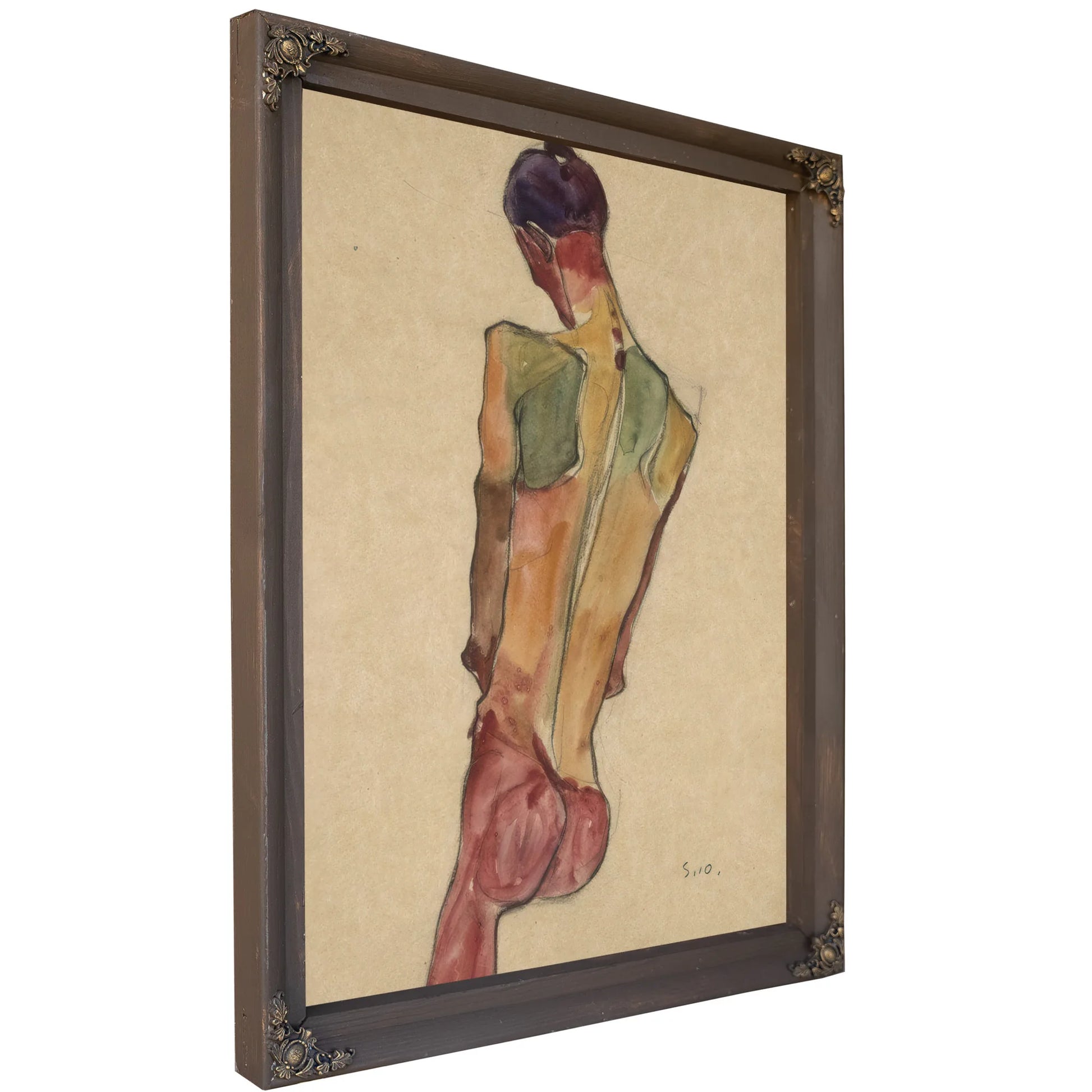 Male Nude Back View By Egon Schiele Fine Art Print