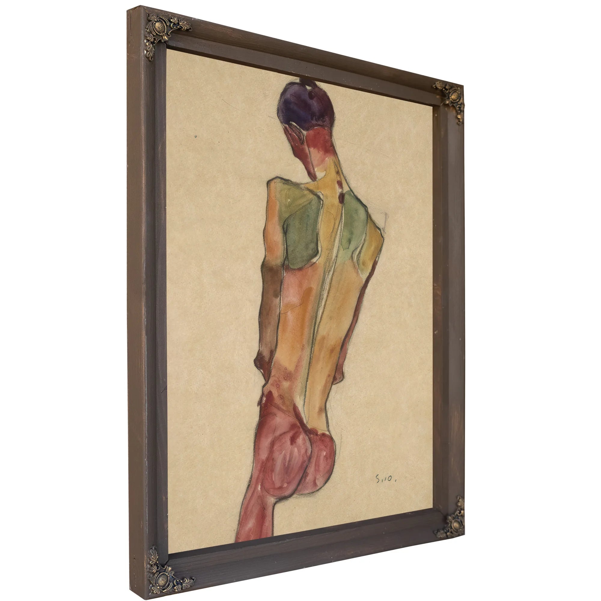 Male Nude Back View By Egon Schiele Fine Art Print