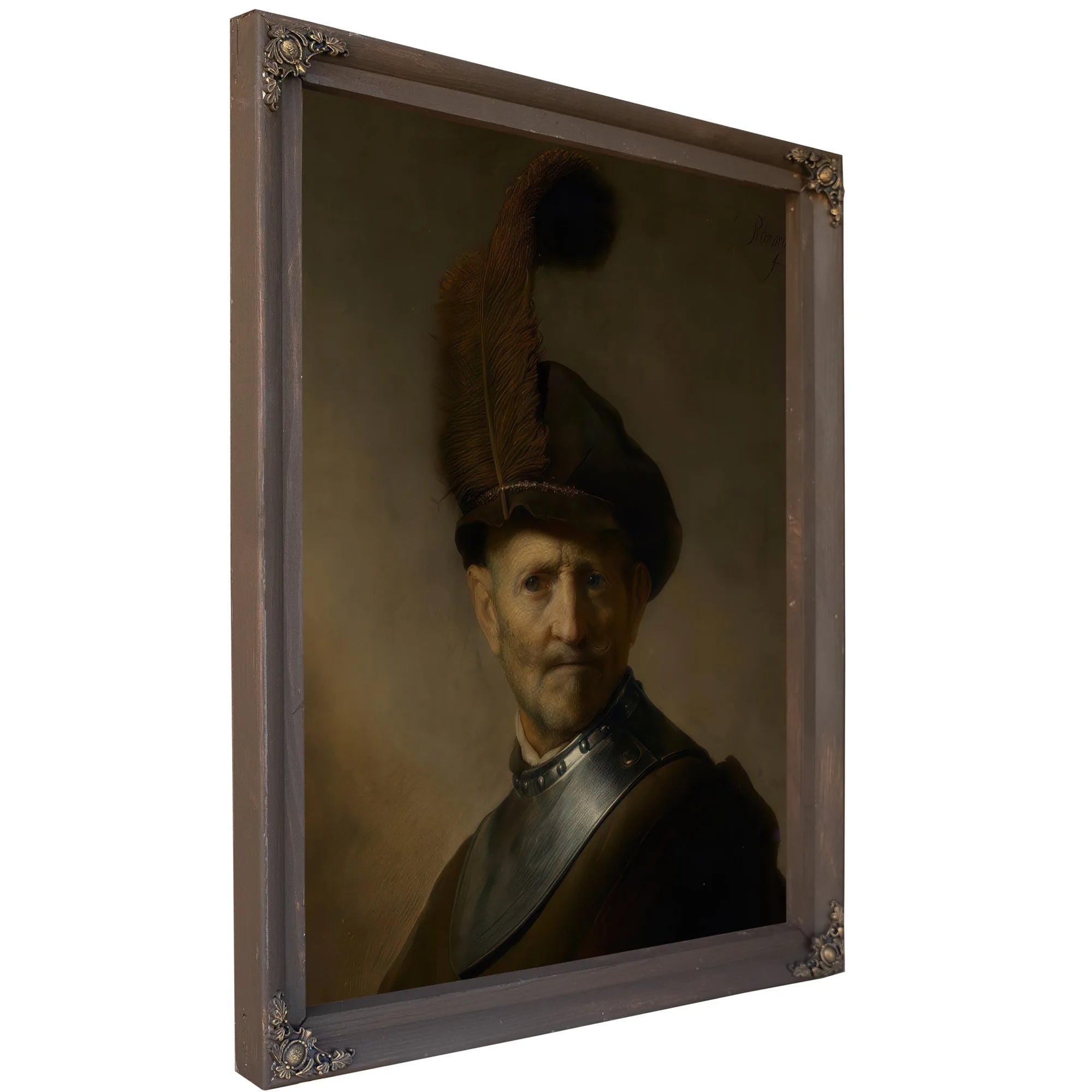 An Old Man In Military Costume By Rembrandt Fine Art Print