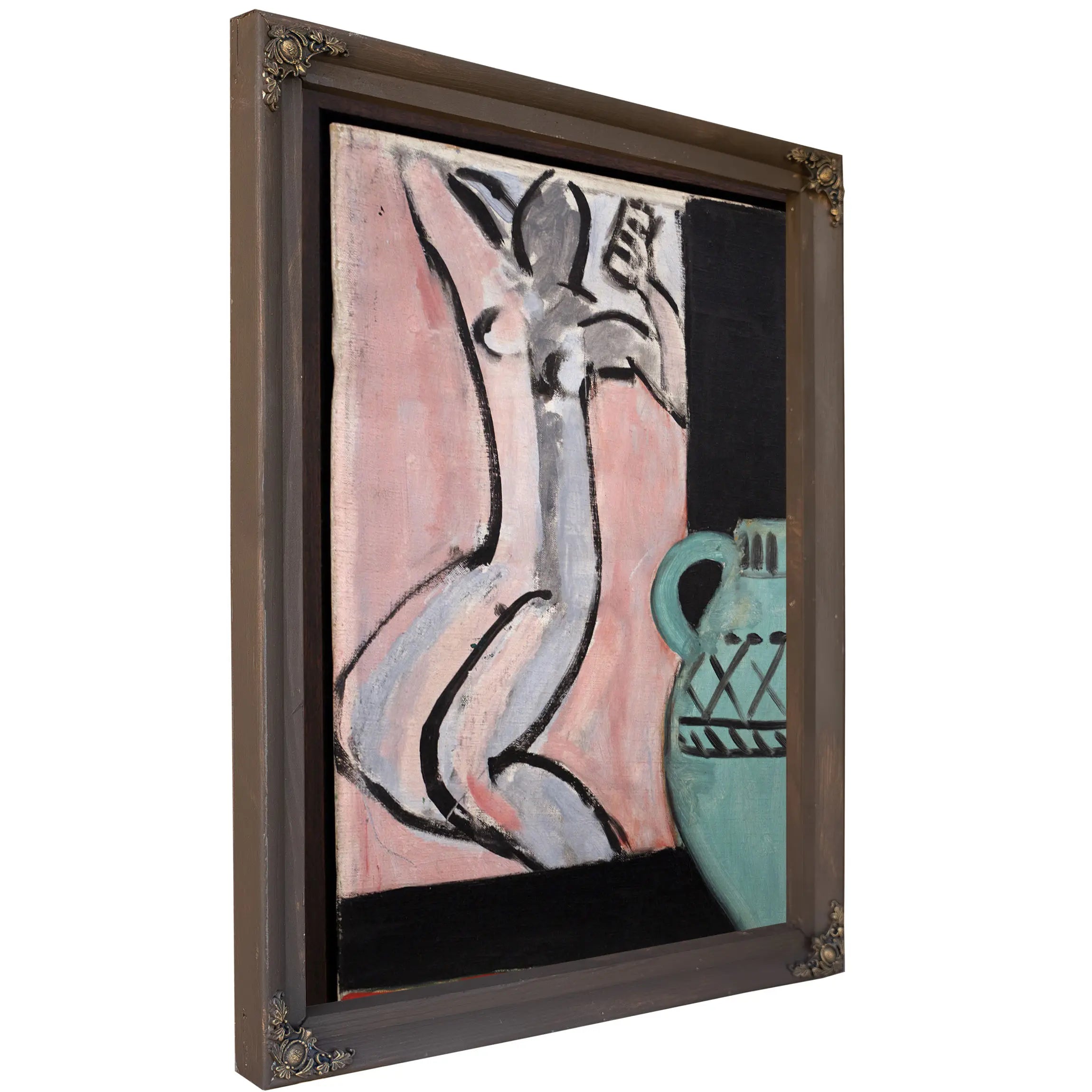 Laurette In A Green Robe Black Background by Henri Matisse