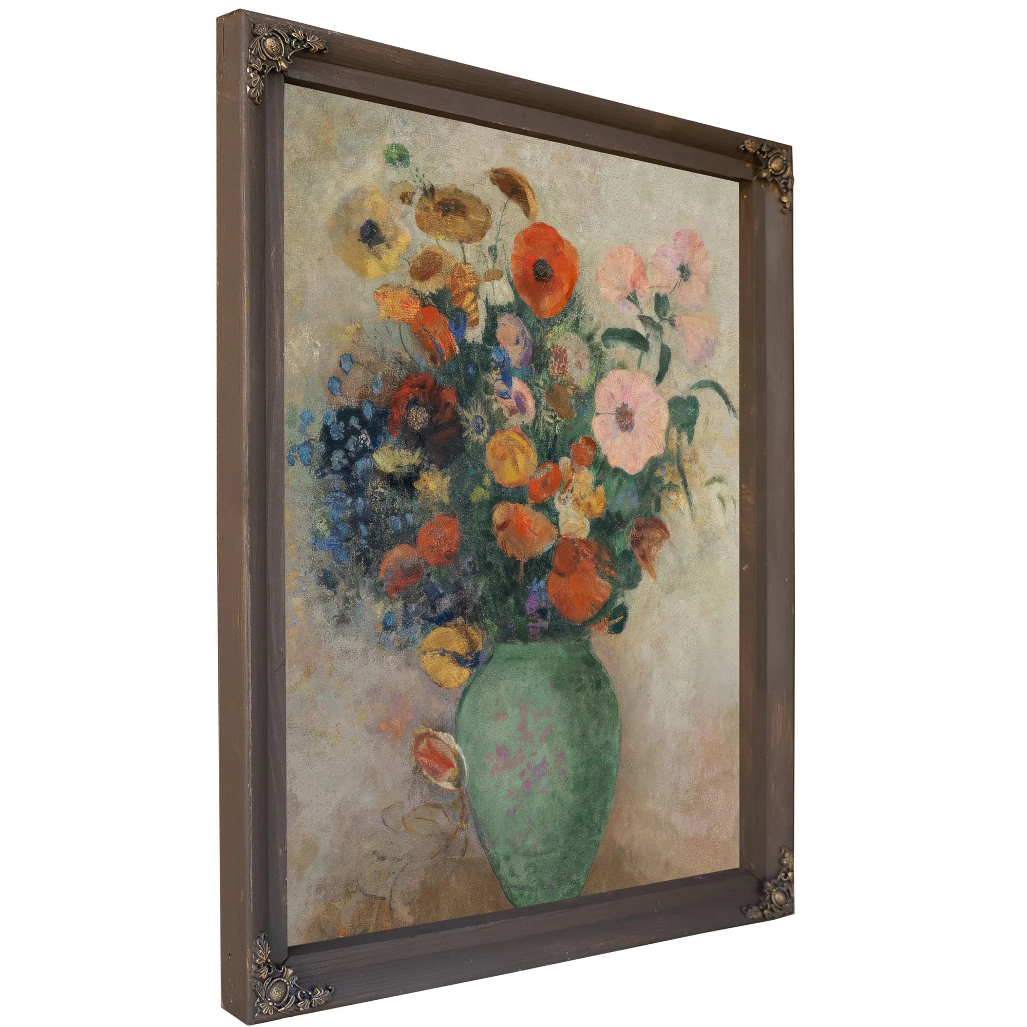 Bouquet Of Flowers In A Green Vase By Odilon Redon Fine Art Print