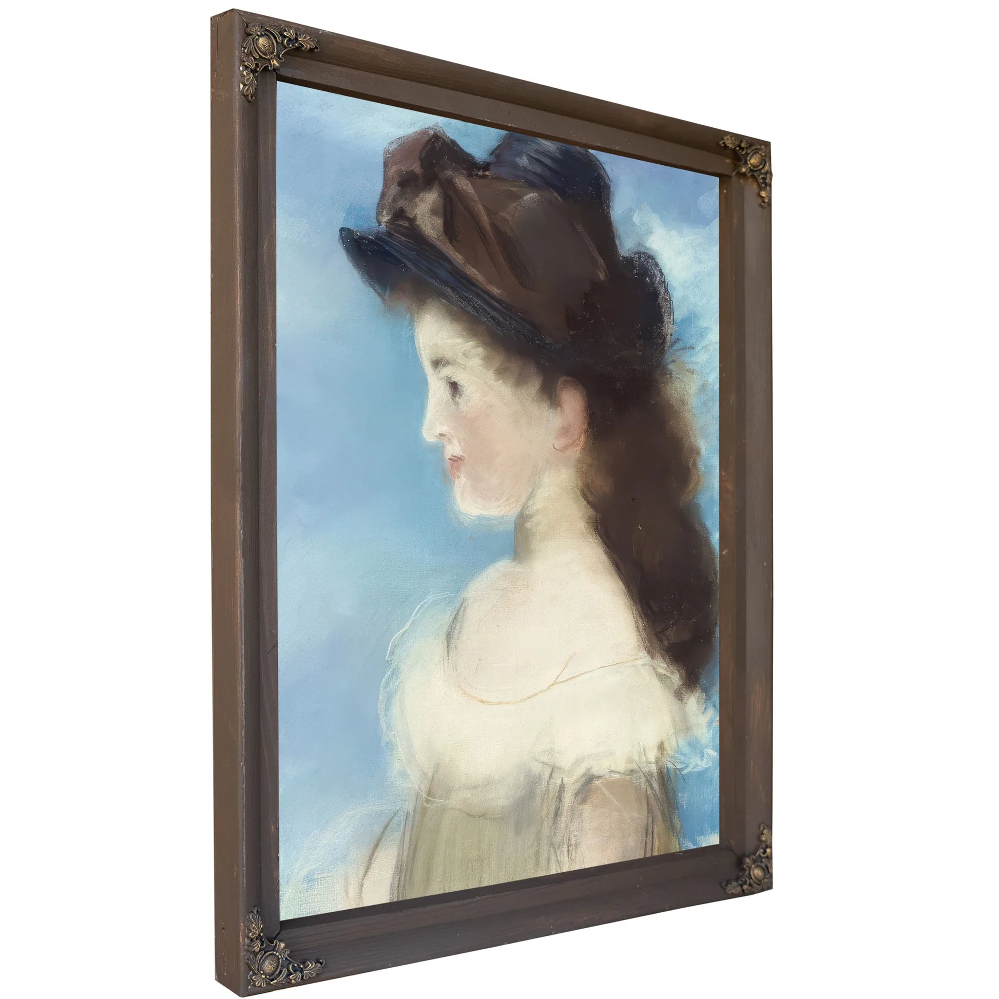 Portrait Of Mademoiselle Hecht Wearing A Hat, Seen In Profile By Edouard Manet Fine Art Print