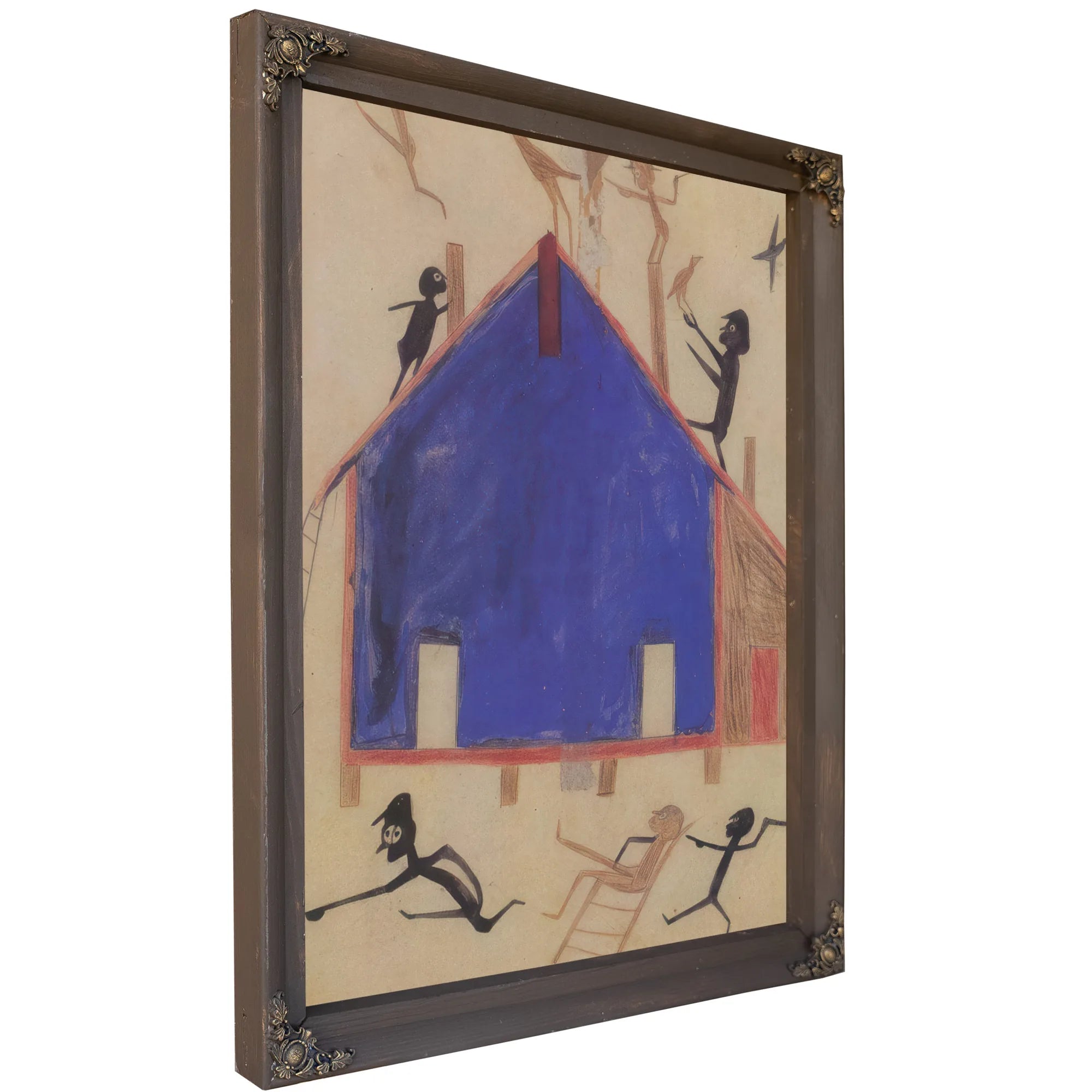 Figures On House By Bill Traylor Fine Art Print